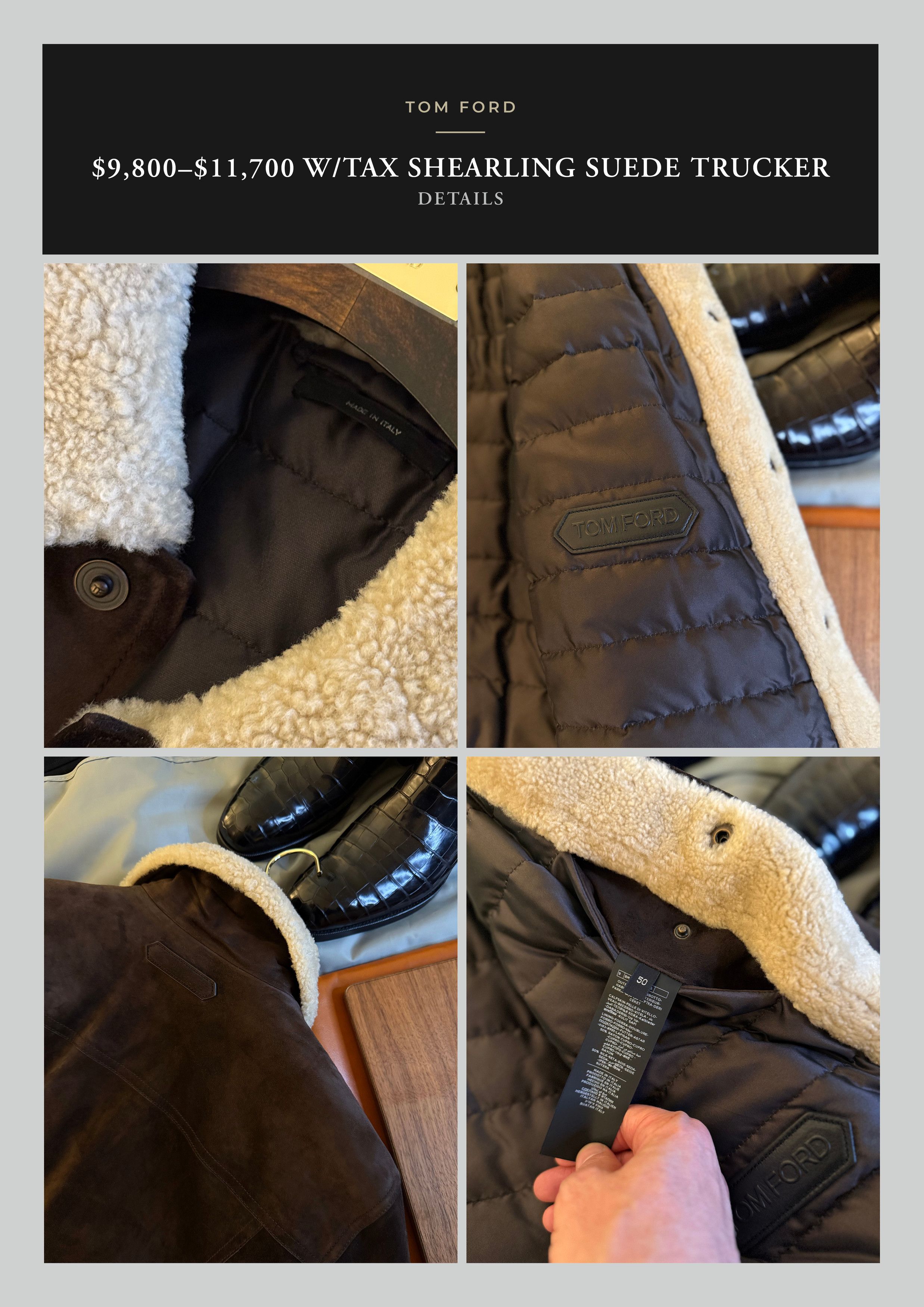 Tom Ford A-List Celeb Favorite, Coveted $9,800 w/tax Suede Shearling Size US M / EU 48-50 / 2 - 23 Thumbnail