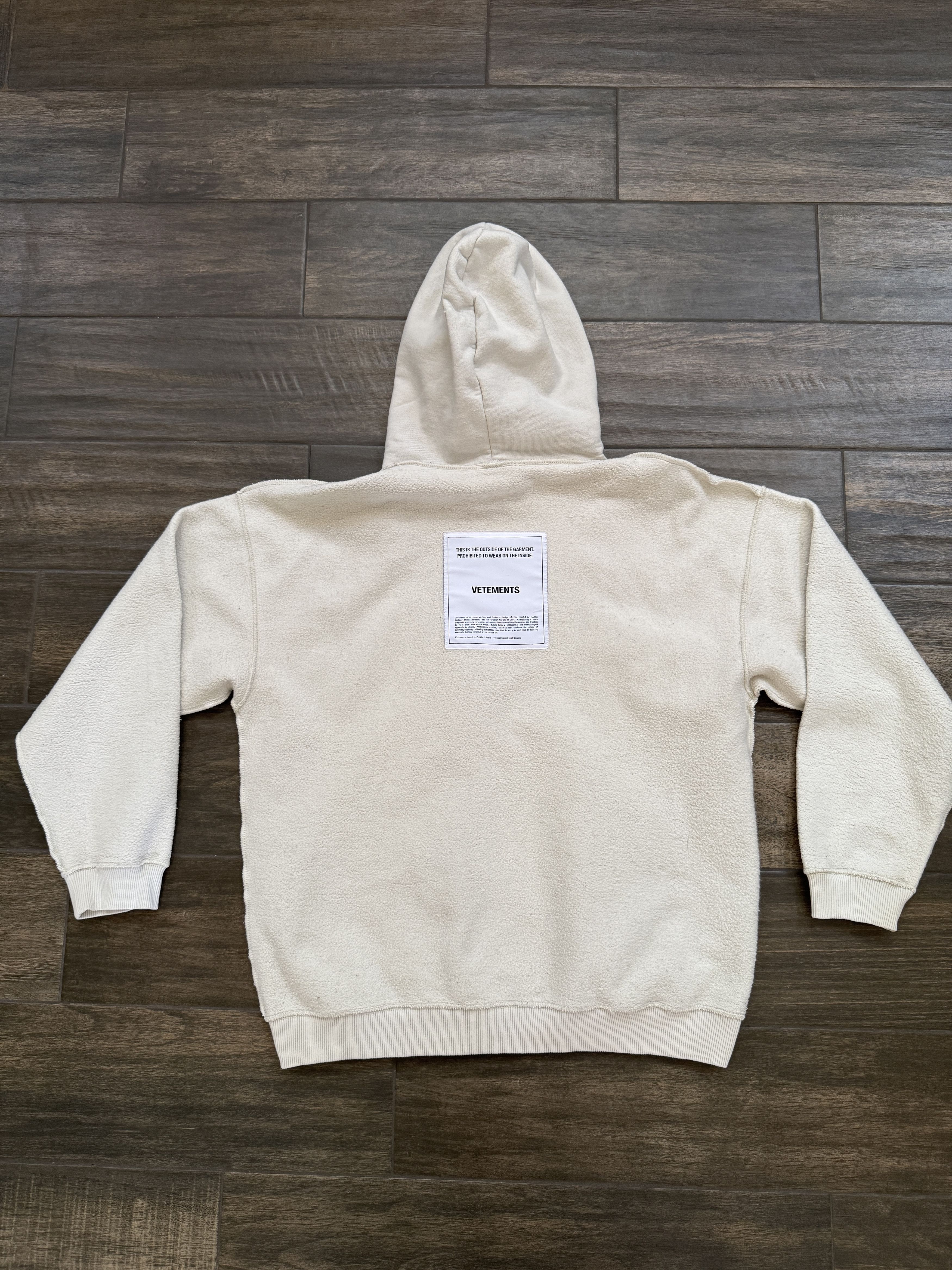 Vetements Inside Out Hoodie Cream White