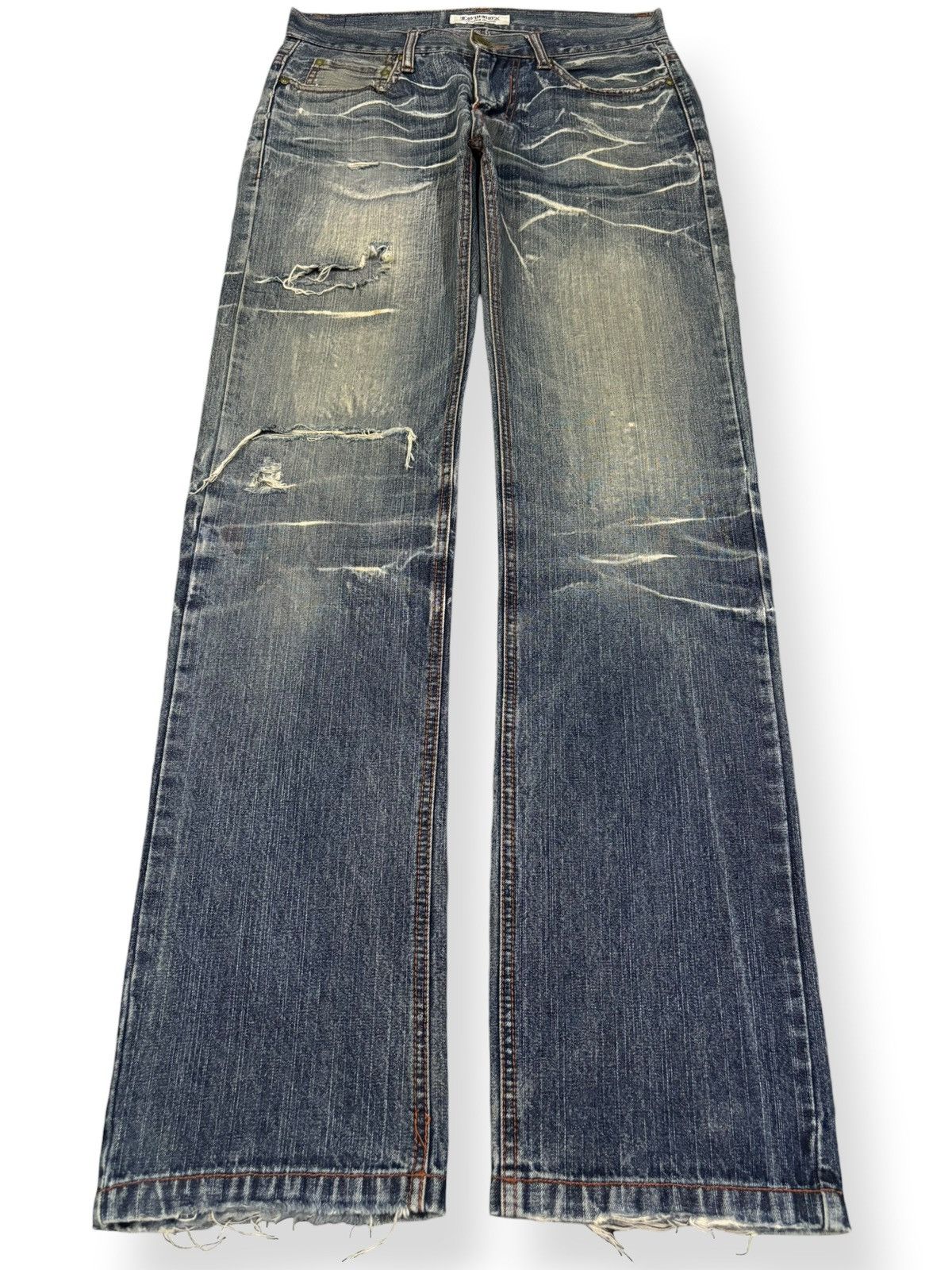 14th Addiction Vintage Lowbox Whiskers Mud Wash Distressed Grunge Jeans Size US 30 / EU 46 - 1 Thumbnail