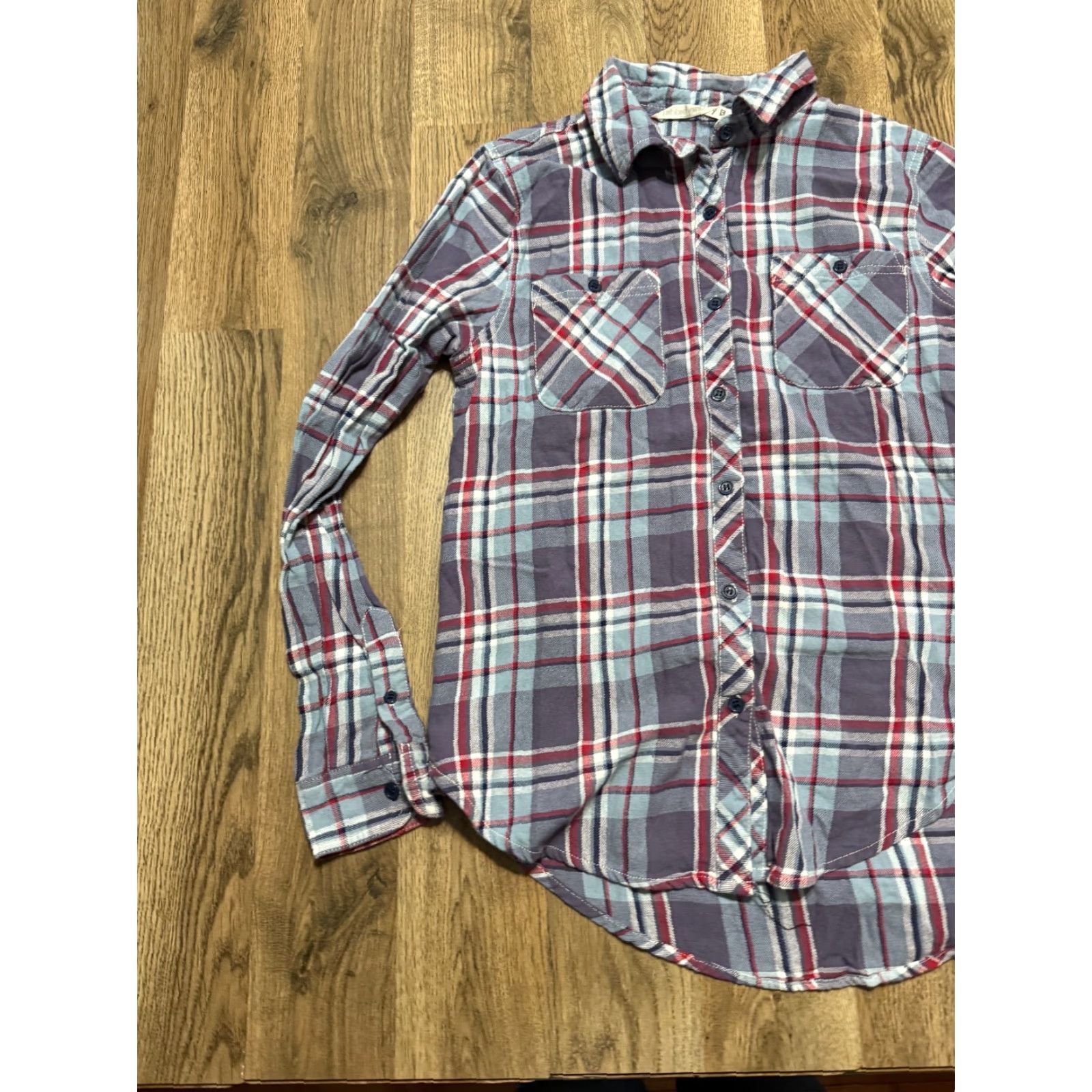 Vintage Hippie Laundry Shirt Women's Small Blue Red Purple White Plaid Button Up Size S / US 4 / IT 40 - 3 Thumbnail