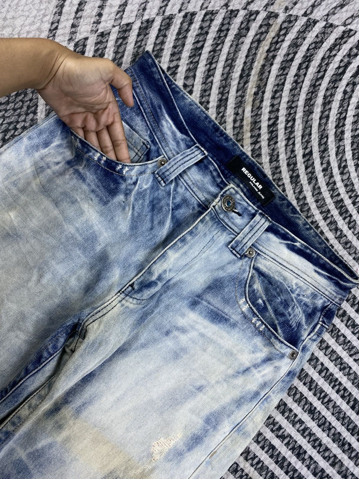 Japanese Brand Vtg Regular Polham Jeans Washed Distressed Denim Pants Size US 33 - 8 Thumbnail