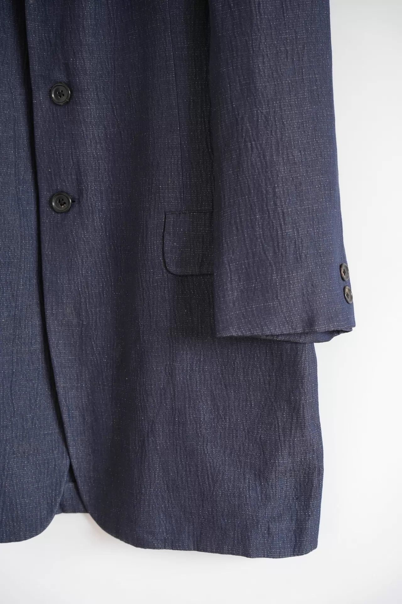 Yohji Yamamoto Yohji Yamamoto 98SS Indigo Bamboo Rayon Linen Coat Size US S / EU 44-46 / 1 - 4 Thumbnail