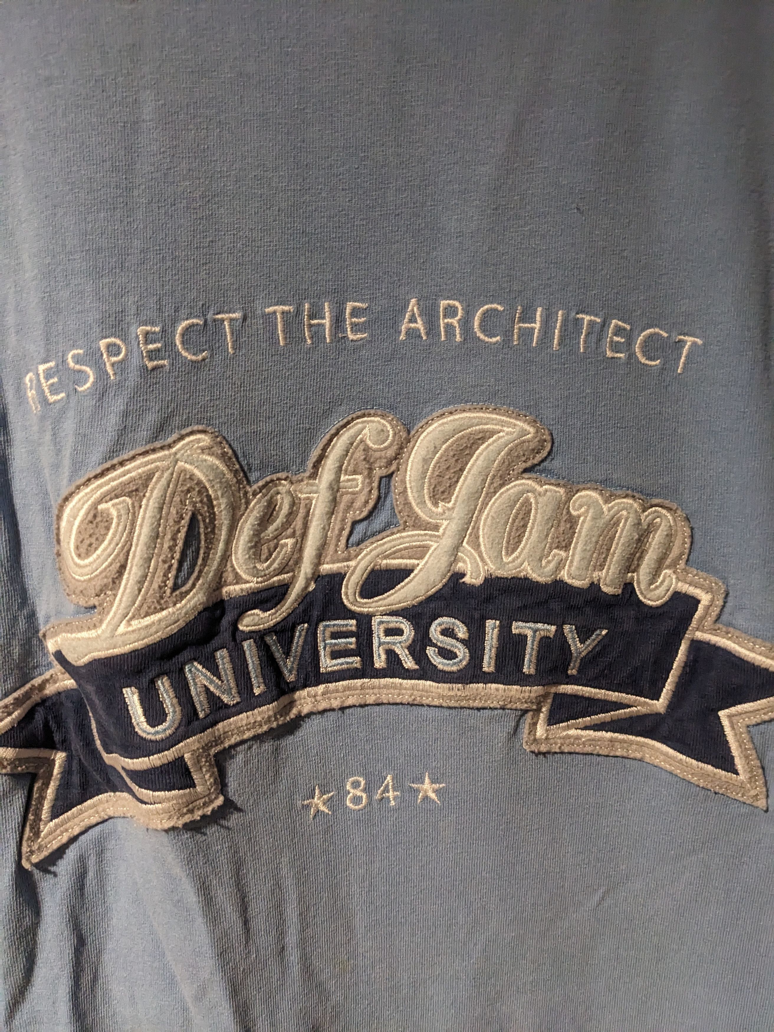 Designer × Vintage Vintage Y2K Def Jam University Respect Blue X-Large T-Shirt Size US XL / EU 56 / 4 - 2 Thumbnail