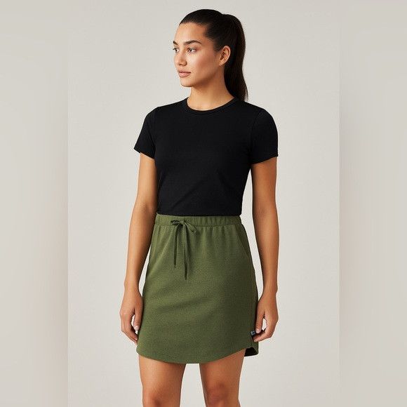 Kit and Ace Olive Green Drawstring Waist Skirt – Size M Size 28" / US 6 / IT 42 - 1 Thumbnail
