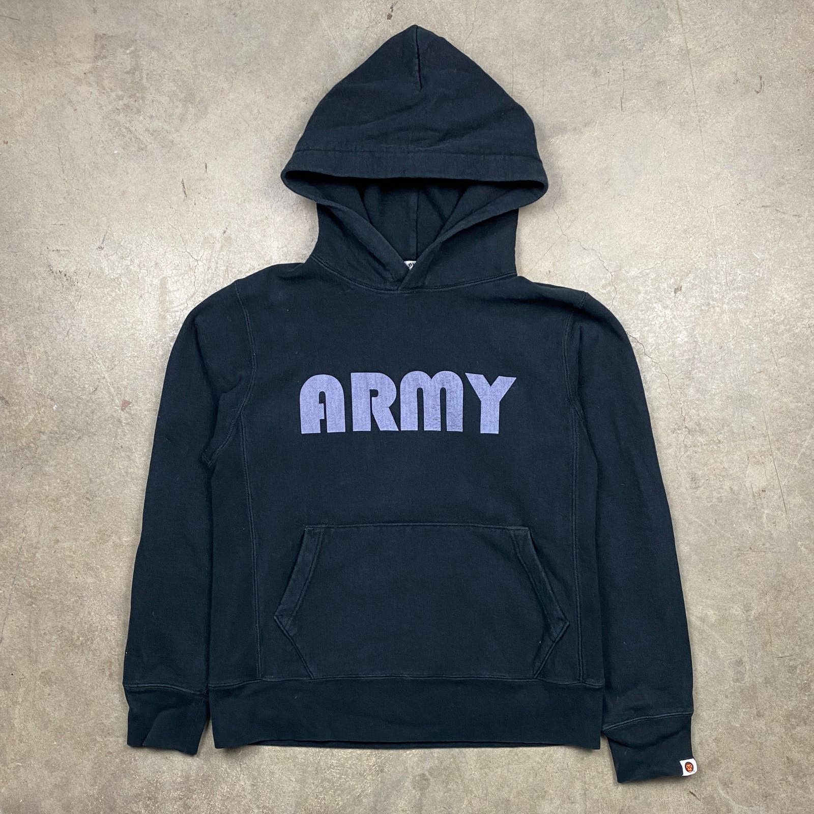 image of Bape Baby Milo Army Pullover Hoodie in Black, Men's (Size XS)