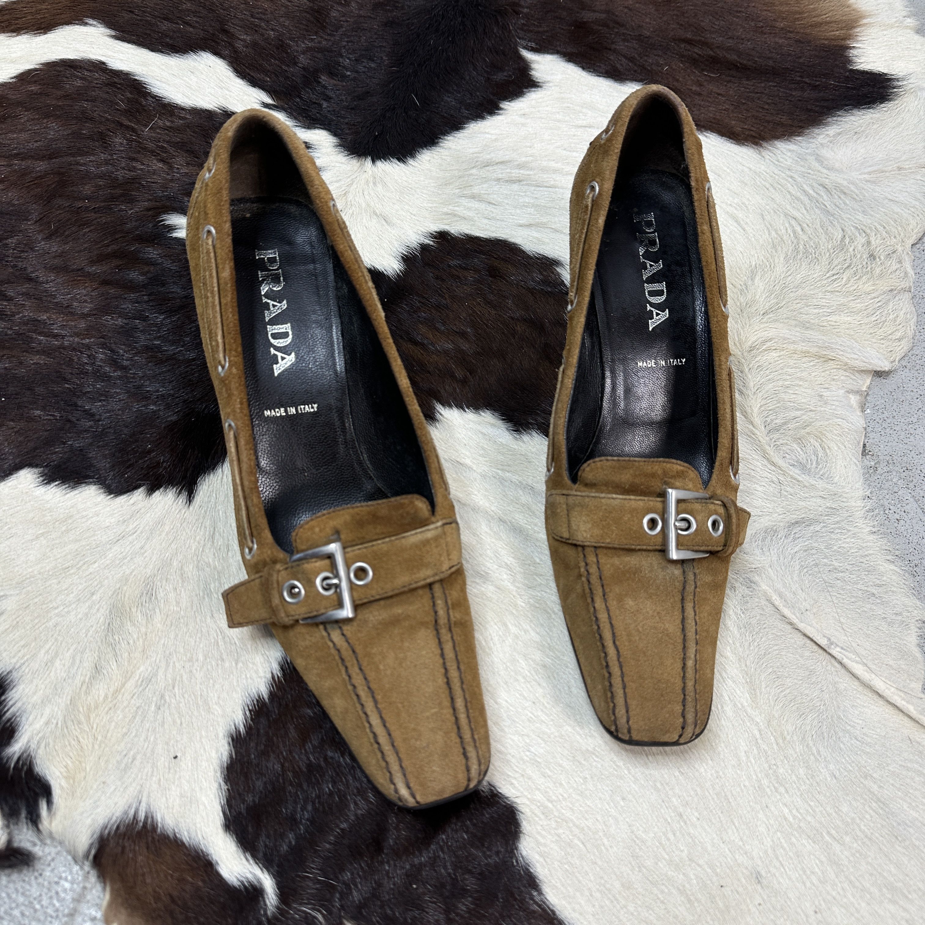 Prada × Vintage Vintage Leather Y2K Avant Garde Archive Prada Kitten Heels Size US 7.5 / IT 37.5 - 2 Thumbnail