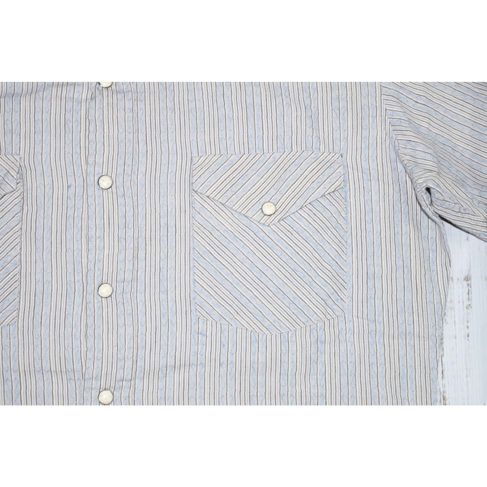Vintage VINTAGE Panhandle Slim Western Shirt Blue White Striped Long Sleeve Snap Medium M 90s Mens Size US M / EU 48-50 / 2 - 2 Thumbnail