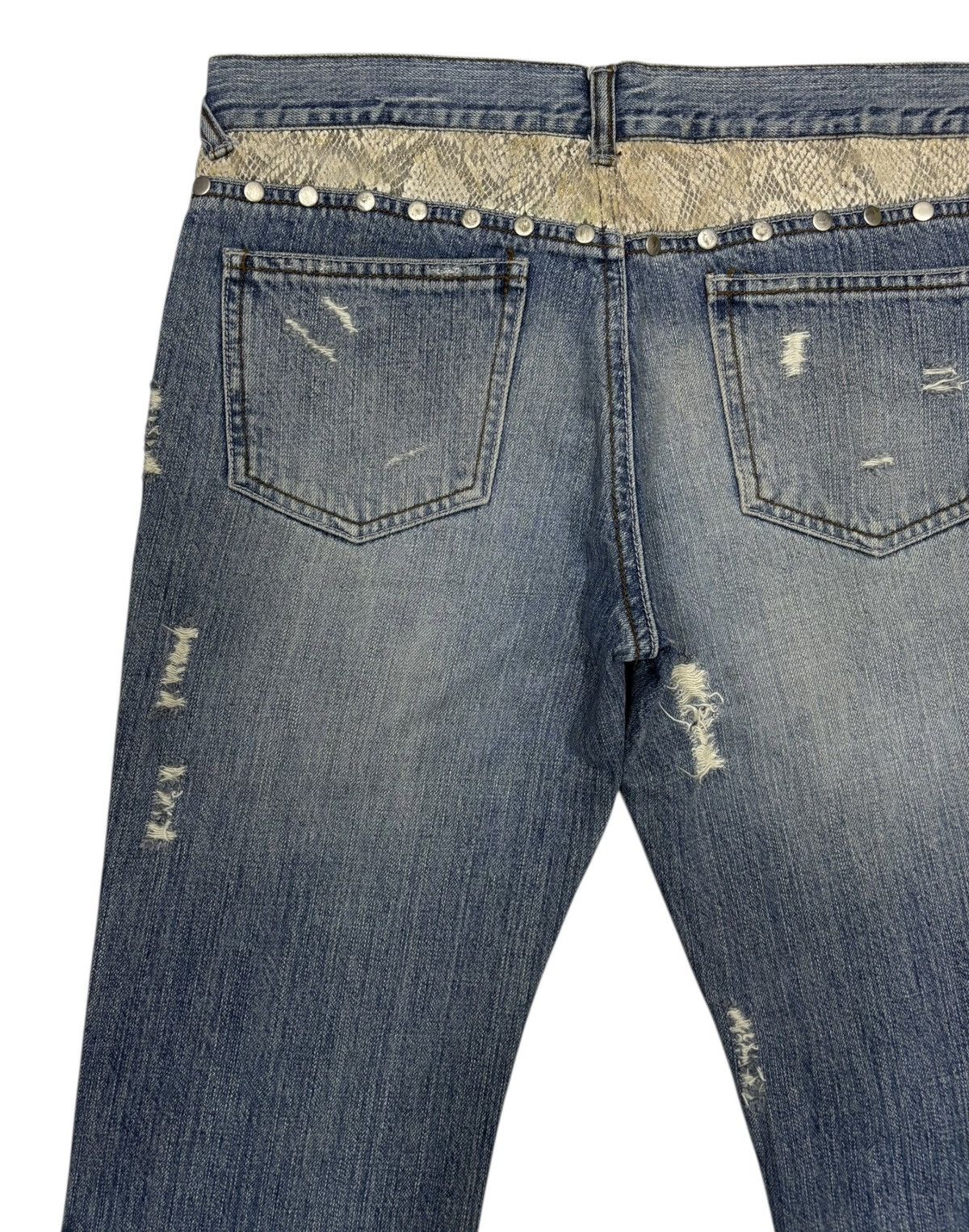 Le Grande Bleu (L.G.B.) × Tornado Mart FLARE JEANS SNAKE SKIN PYTHON AGATE SLIM DISTRESSED DENIM Size US 30 / EU 46 - 7 Thumbnail