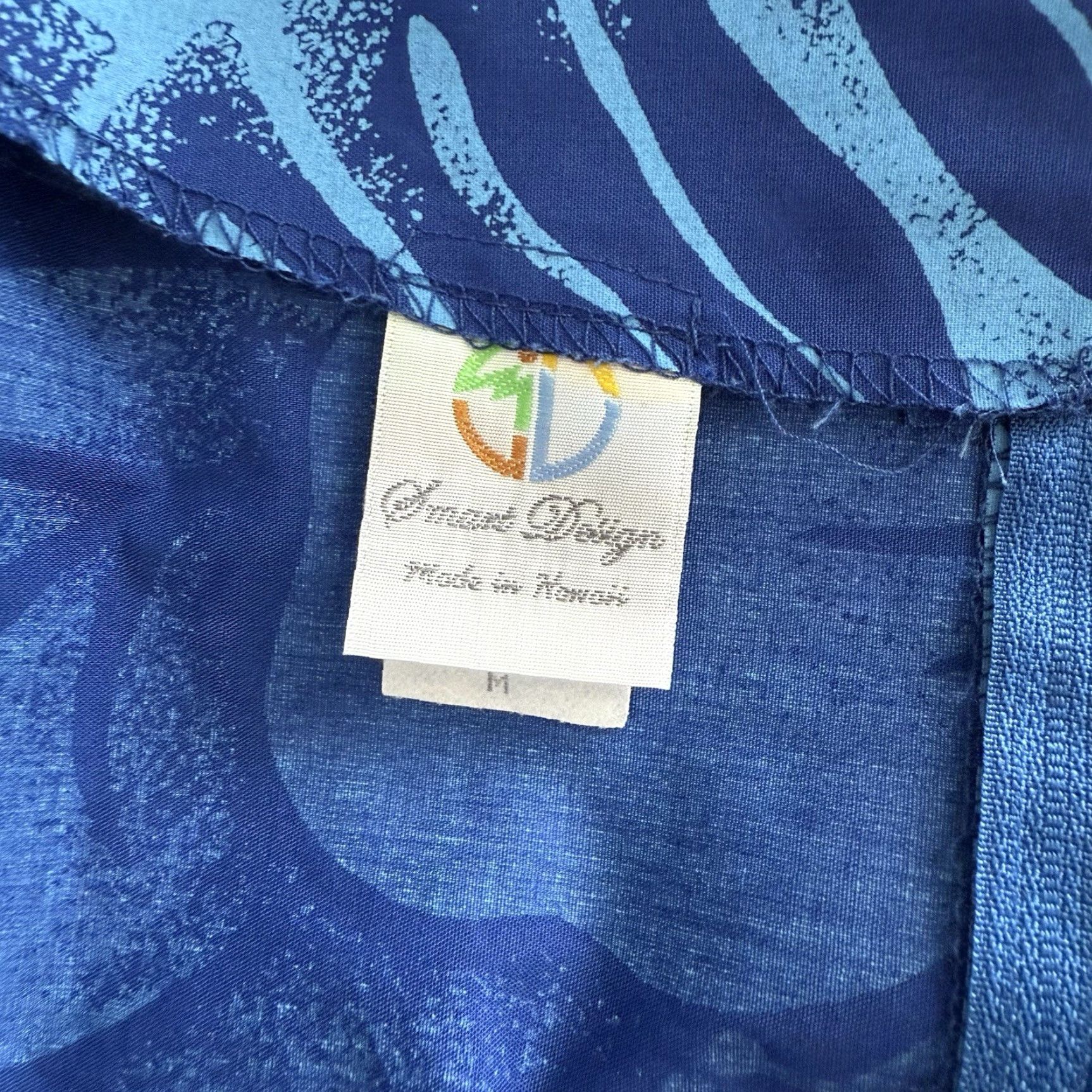 Vintage Smart Design Made In Hawaii Hawaiian Dress Puff Sleeves Floral Tiki Aloha M Blue Maxi Dress Women Casual Short Sleeve Size M / US 6-8 / IT 42-44 - 7 Thumbnail