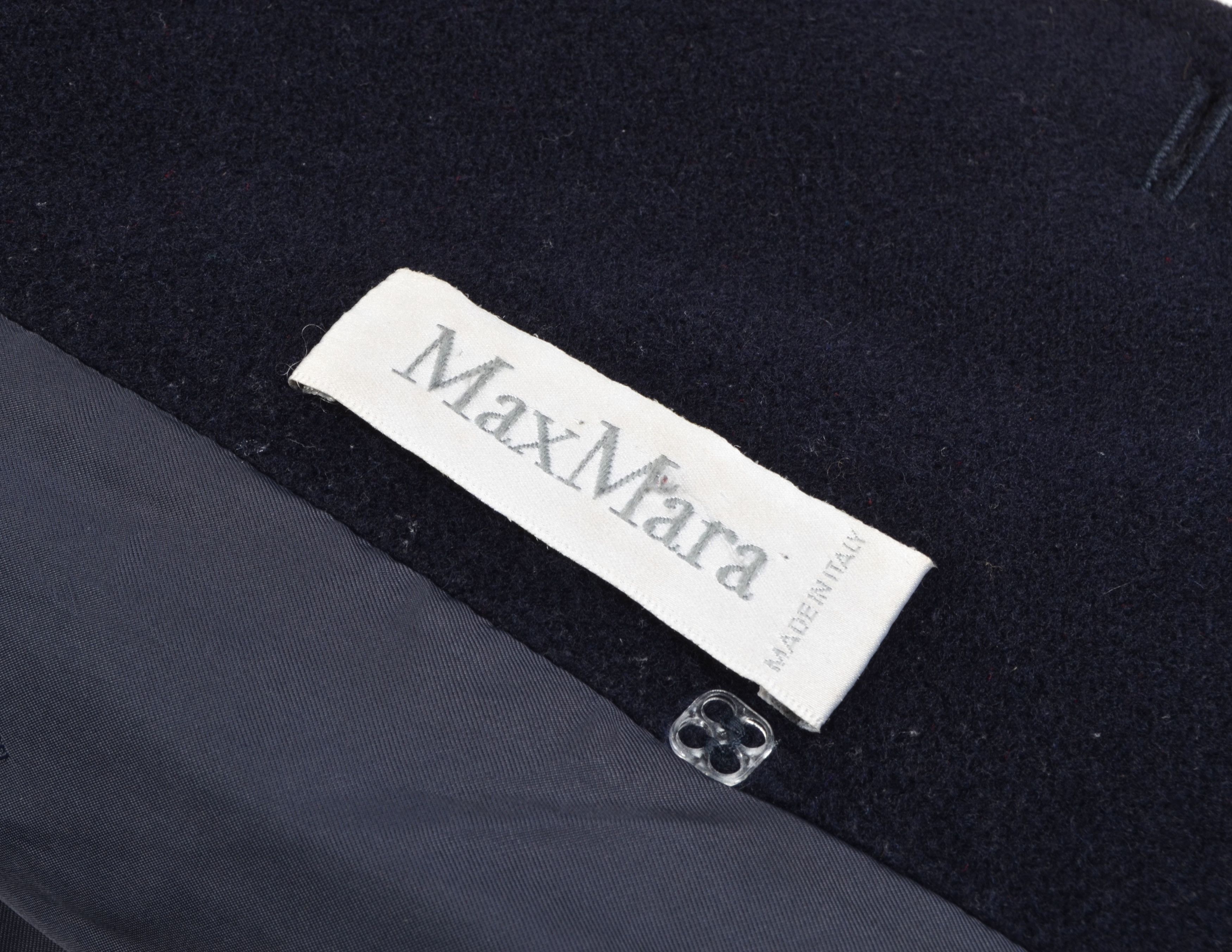 Max Mara Vintage Max Mara 80's Navy Oversized Wool Hooded Coat Size L / US 10 / IT 46 - 12 Thumbnail