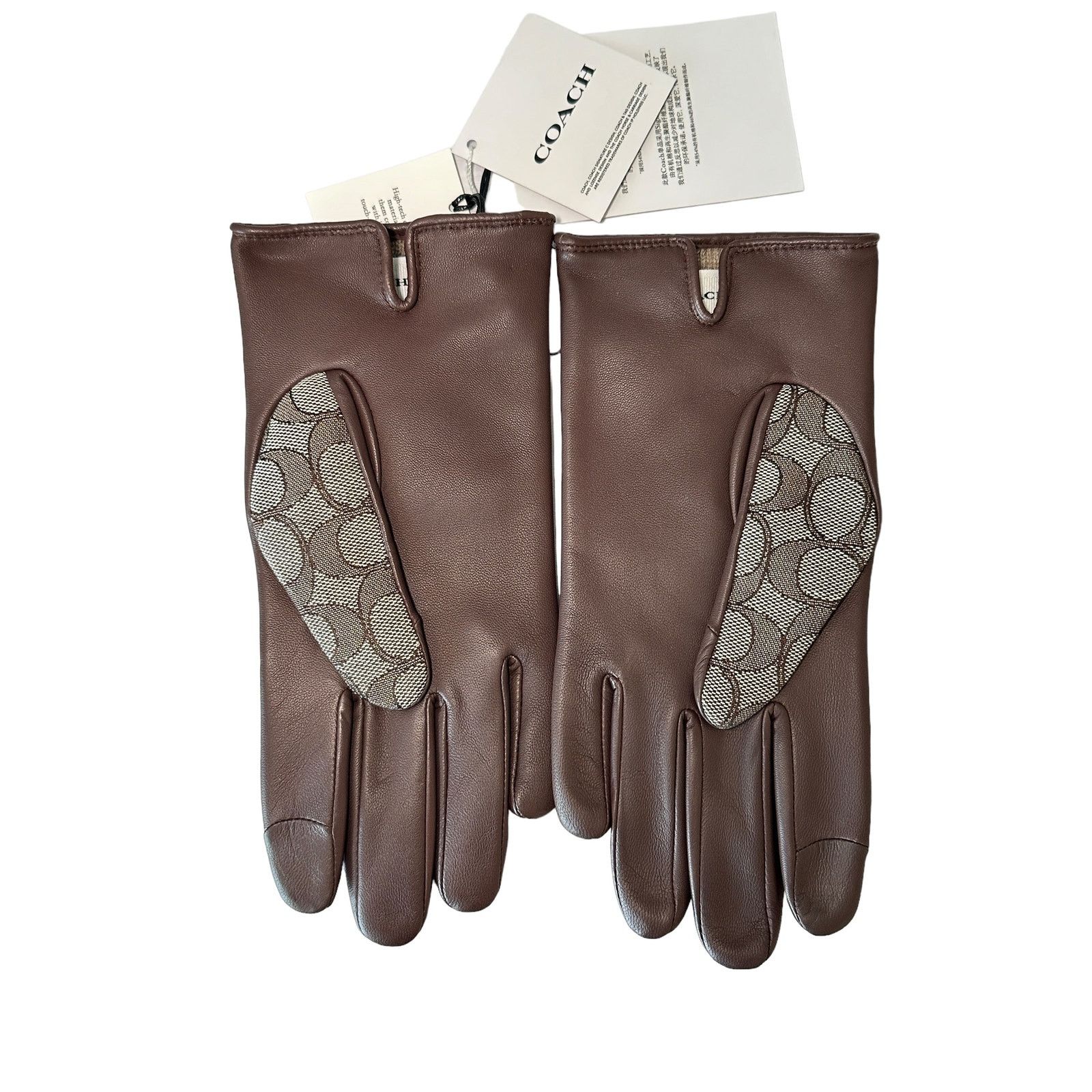 Coach Coach Women Signature Jacquard And Leather Tech Gloves 7.5 Size ONE SIZE - 2 Thumbnail