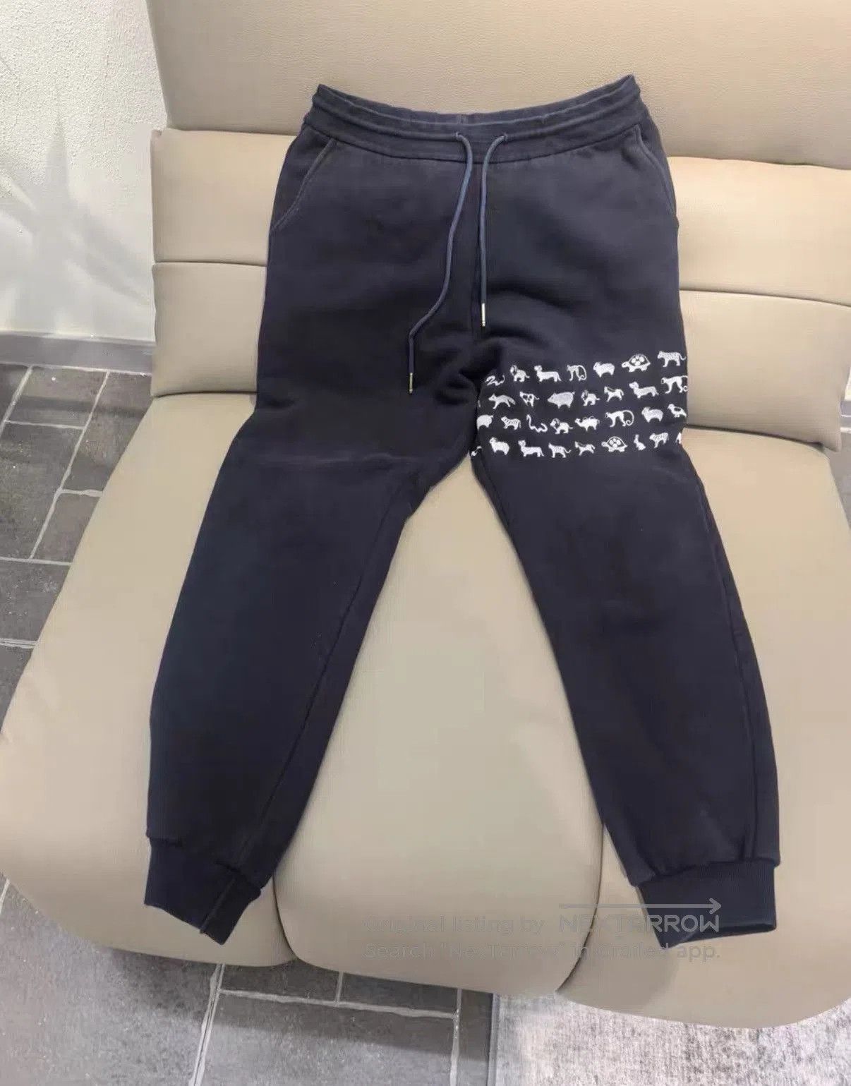 Thom Browne Blue Sweatpants with Animal Print Detail . Size US 34 / EU 50 - 1 Thumbnail