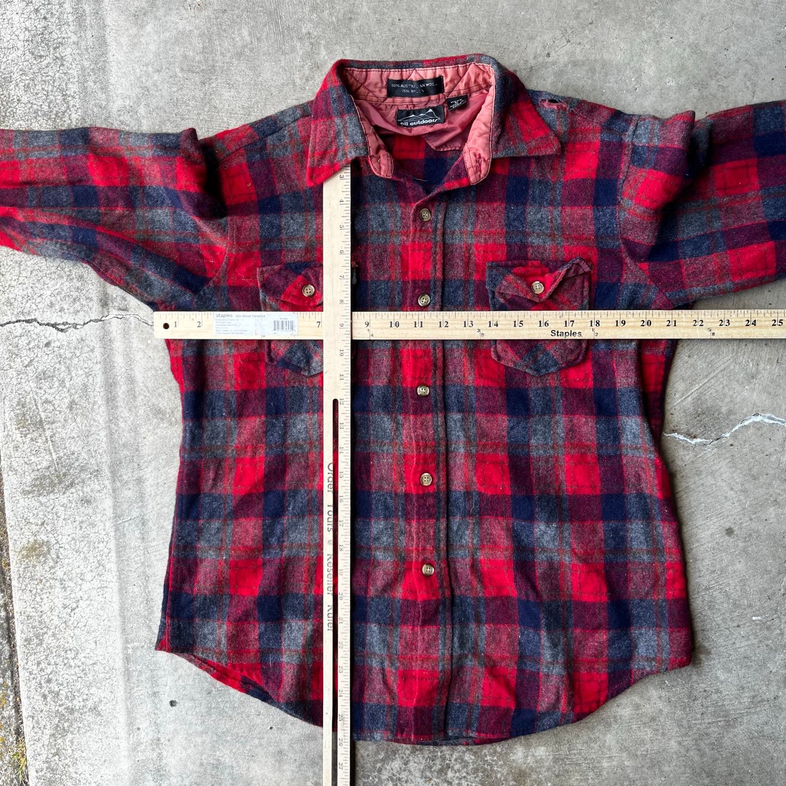 Vintage VINTAGE PLAID FLANNEL SHIRT WOOL OUTDOORS LARGE RED LARGE Size US L / EU 52-54 / 3 - 5 Thumbnail