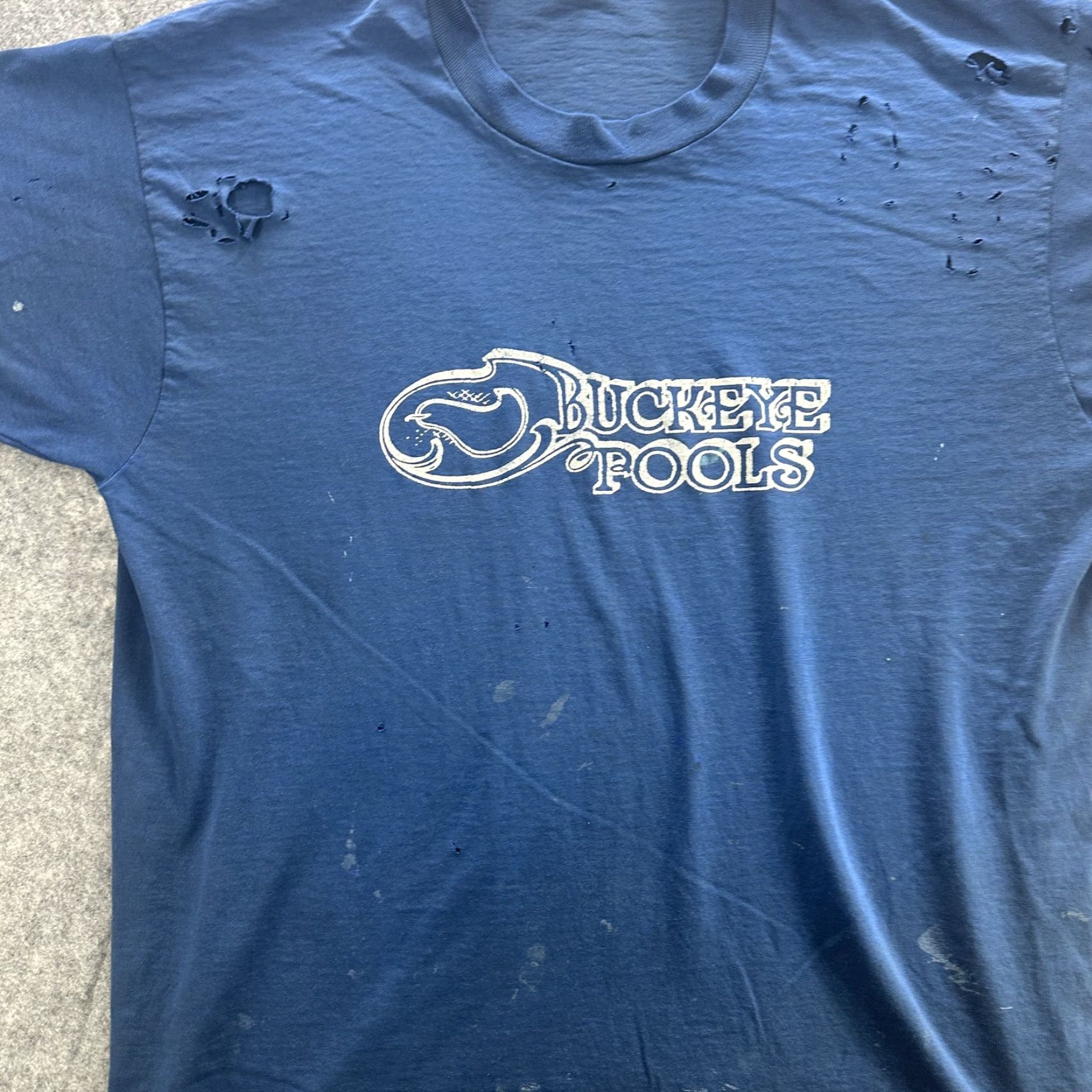 Vintage VINTAGE Buckeye Pools Shirt Mens XL Blue Distressed Single Stitch Tee 90s Grunge Size US XL / EU 56 / 4 - 3 Thumbnail