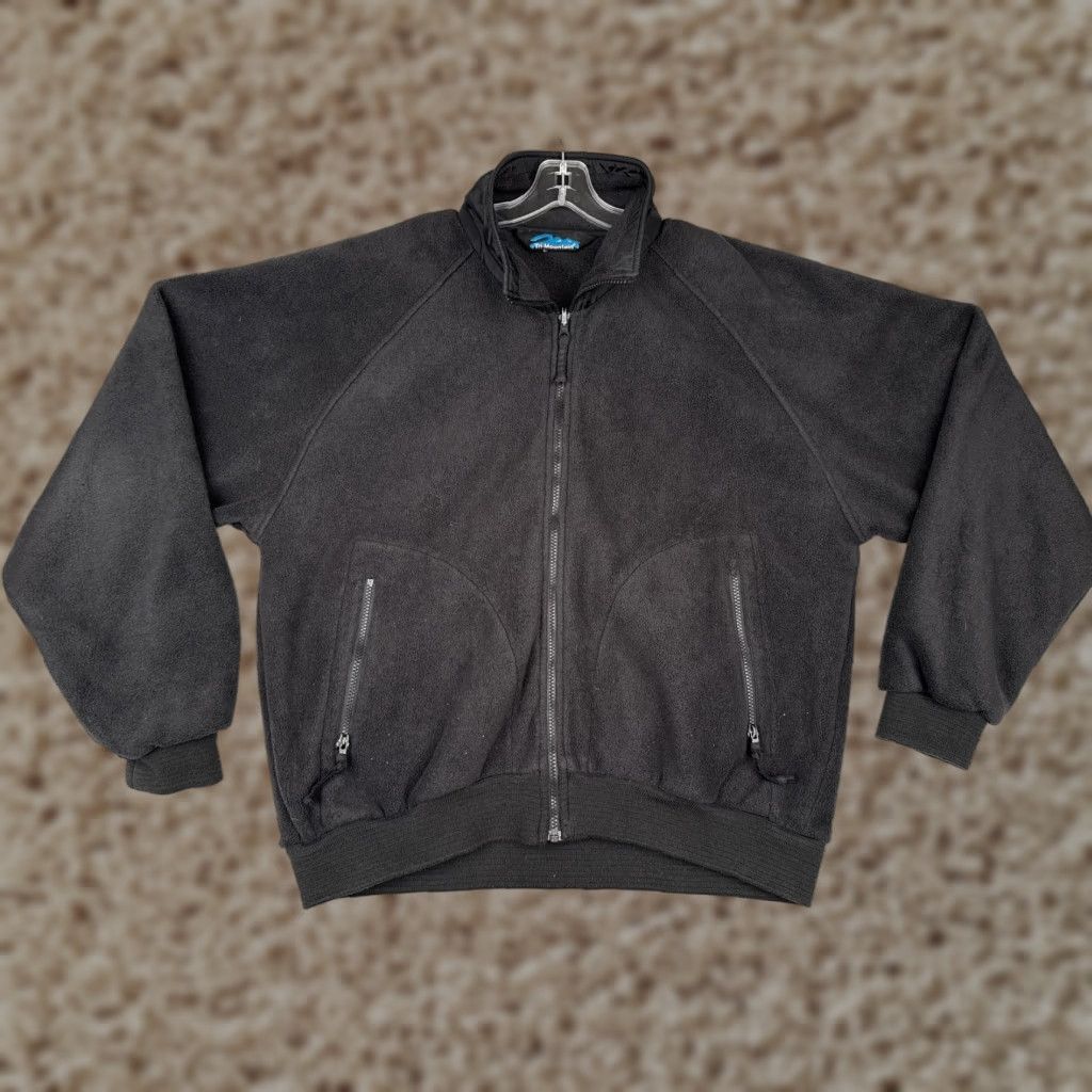 Vintage Tri-Mountain Jacket Mens Large Black Fleece Full Zip Stand Collar Pockets Raglan Size US L / EU 52-54 / 3 - 1 Thumbnail