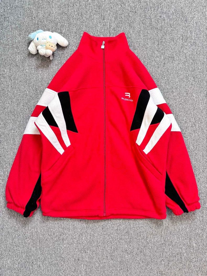 Balenciaga Balenciaga Sporty B Collection Polar Fleece Jacket with Red Size US XXS / EU 40 - 1 Thumbnail