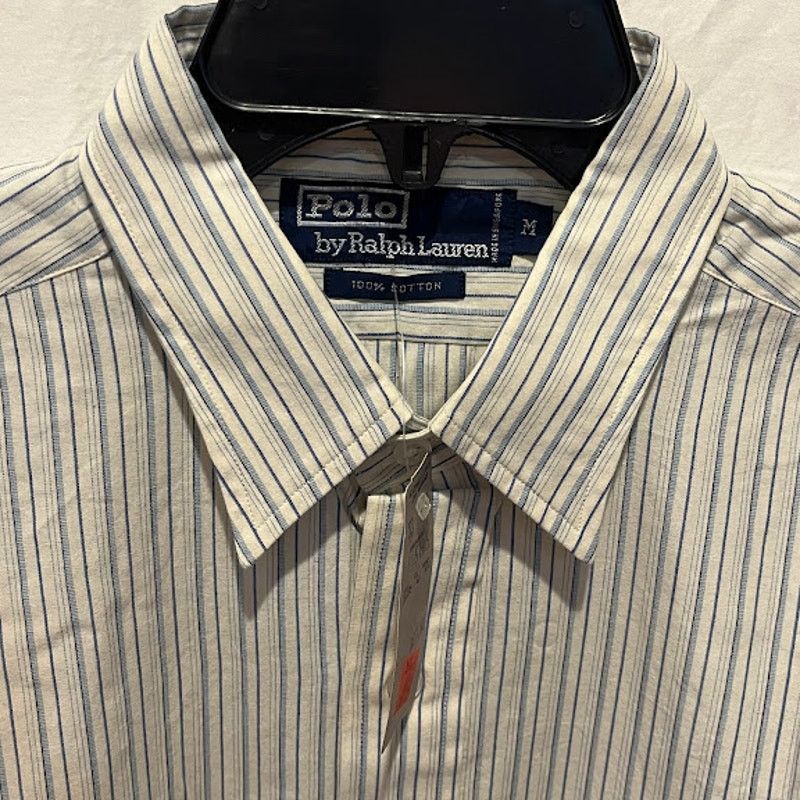 Ralph Lauren NWT Ralph Lauren Shirt Cream Blue Tan Stripe Cotton Collared Size US M / EU 48-50 / 2 - 3 Thumbnail