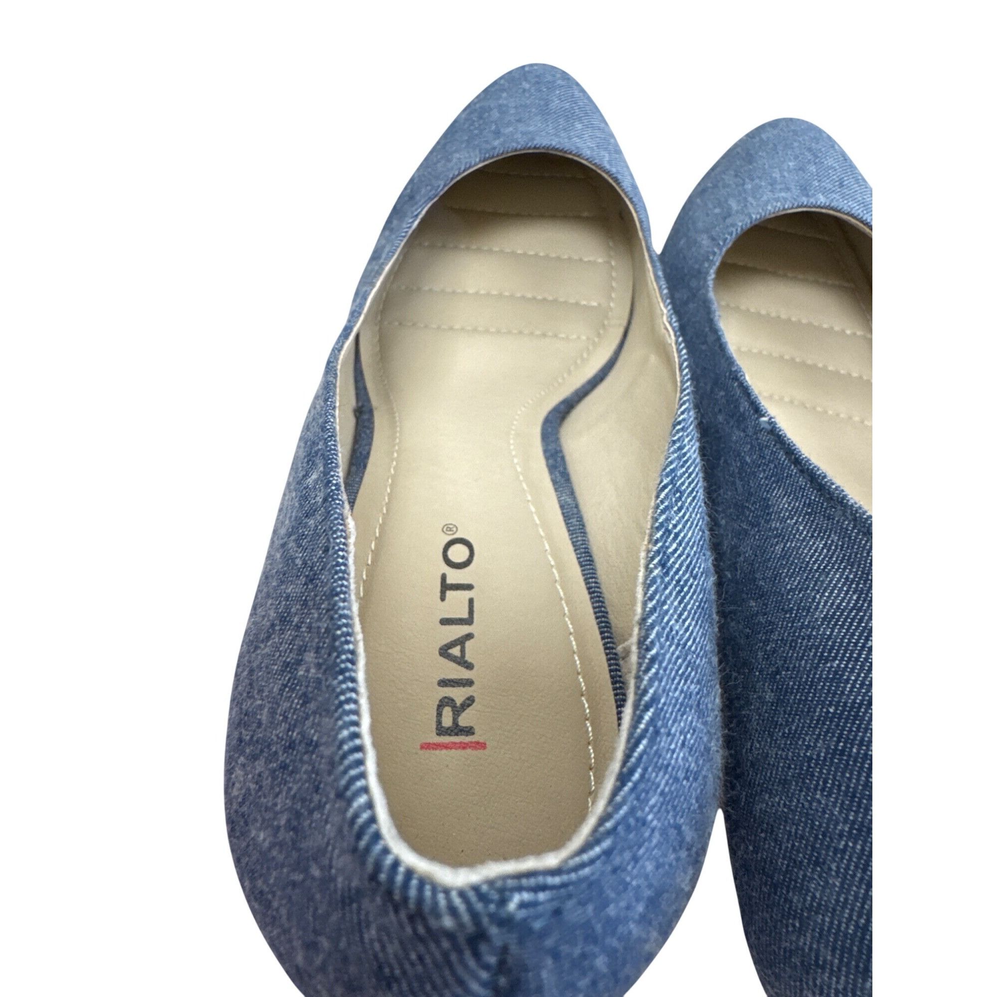 Designer Rialto Womens Blue Denim Floral Cork 3" Wedge Heel Shoes Siz Size US 9.5 / IT 39.5 - 10 Thumbnail