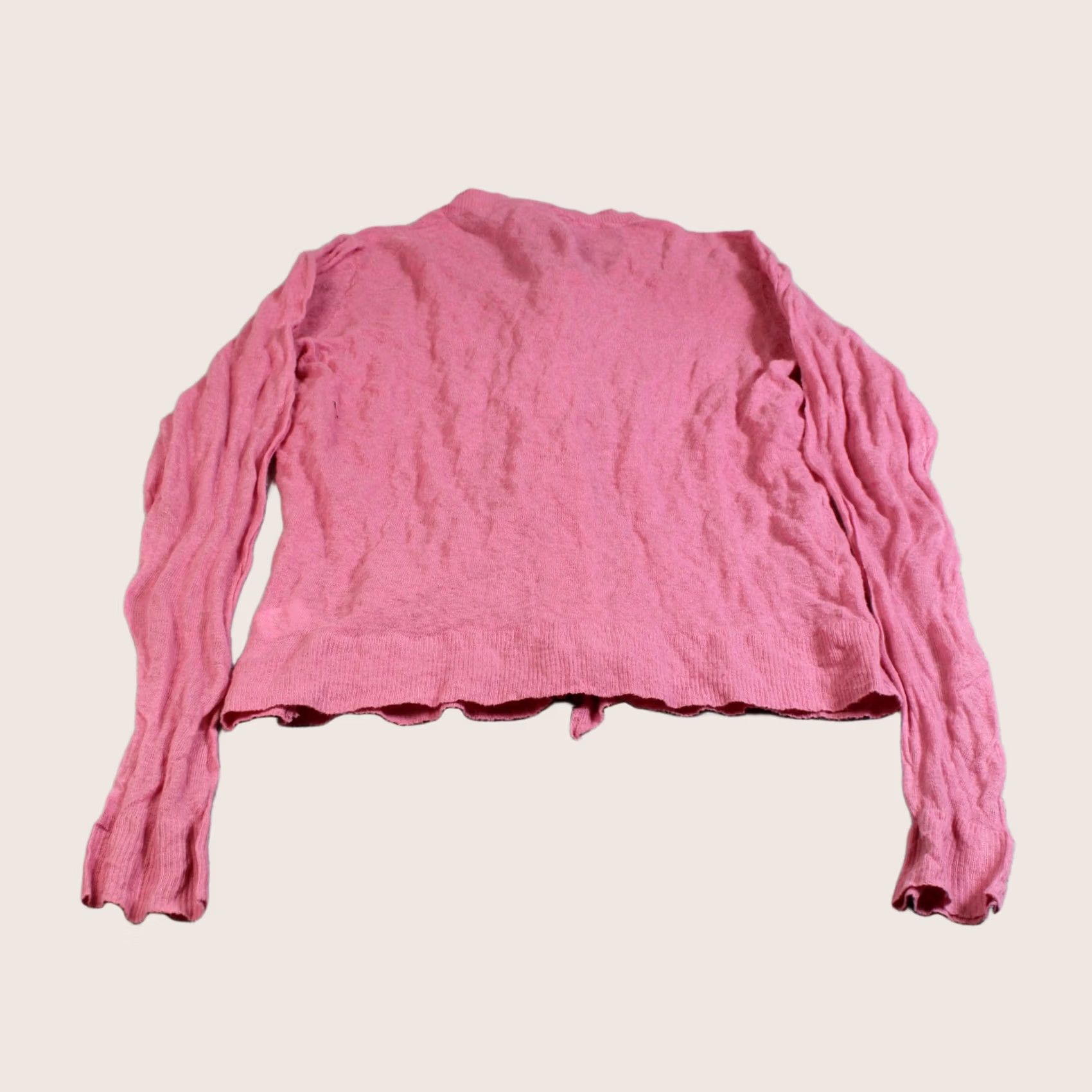 Vintage Garnet Hill Cardigan Women L Pink Lightweight Knit Button-Front V-Neck Ruffle Sleeve Casual Spring Size L / US 10 / IT 46 - 1 Thumbnail