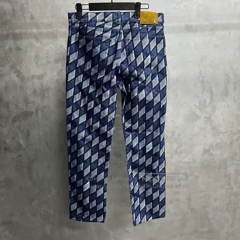 Louis Vuitton Louis Vuitton New blue/grey checkerboard diamond full prin Size US 30 / EU 46 - 4 Thumbnail