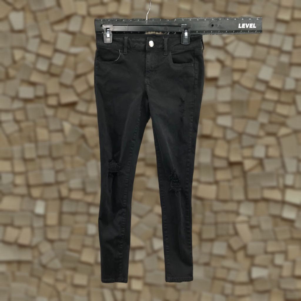 American Eagle Outfitters American Eagle Jegging Jeans Women's Dark Wash Black Size 4 Regular 28in Inseam 5-Pocket Denim Cotton Button Zipper Size 27" / US 4 / IT 40 - 1 Thumbnail