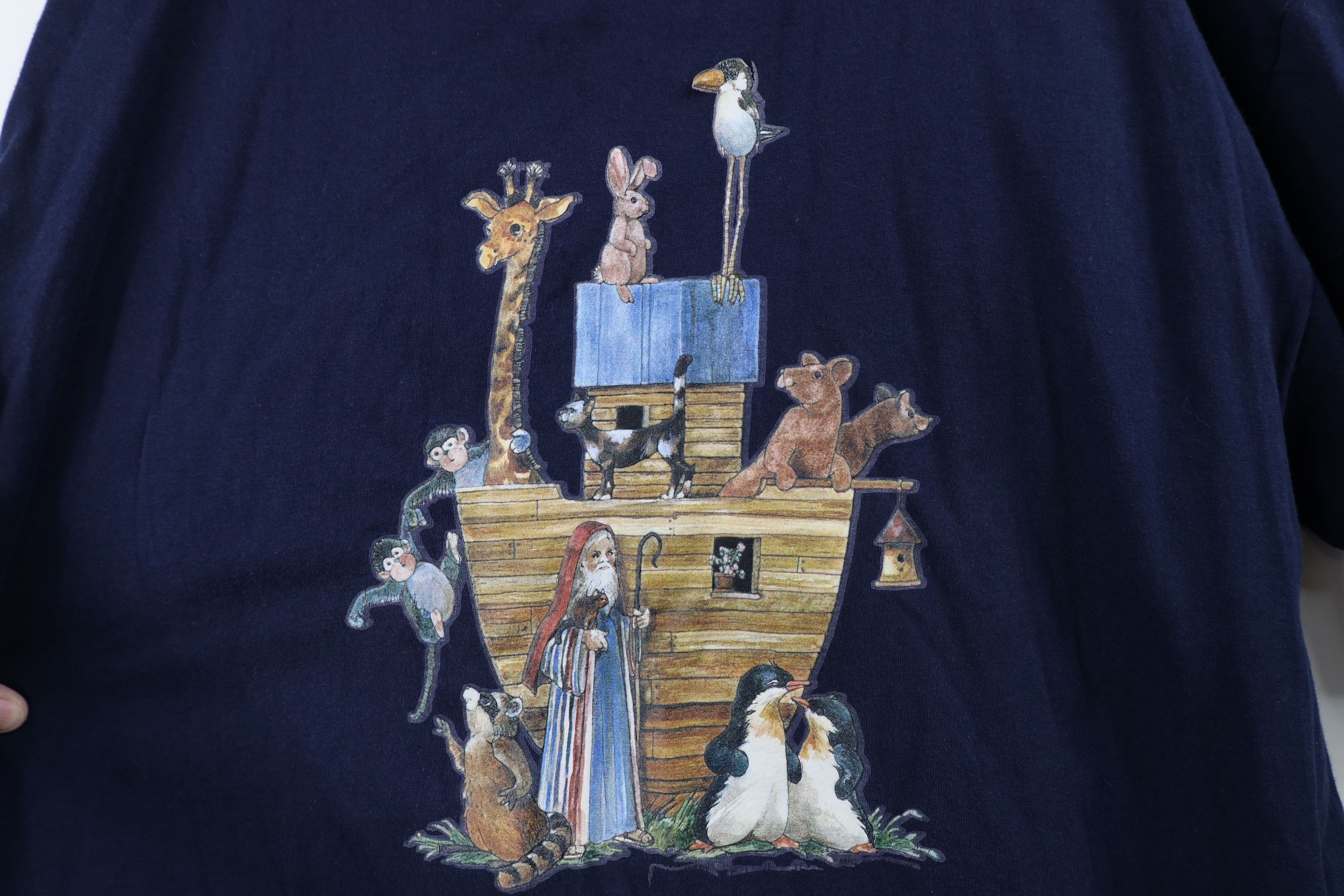 Vintage Vintage 90s Streetwear Noahs Ark Animals T-Shirt Blue Size US XL / EU 56 / 4 - 5 Thumbnail