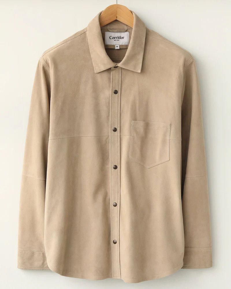 Corridor 💚 Corridor NYC Goat Suede Snap Shirt Natural Medium NEW Size US M / EU 48-50 / 2 - 1 Thumbnail