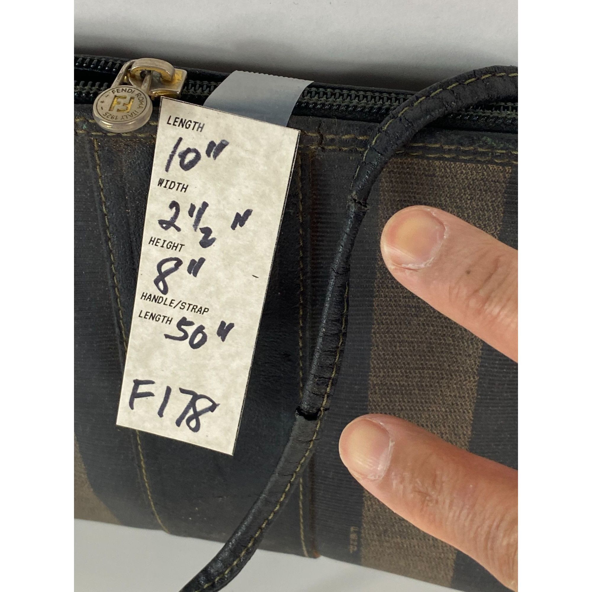 Fendi VTG 80s Fendi Pequin Striped Coated Canvas Crossbody Purse W Size ONE SIZE - 8 Thumbnail
