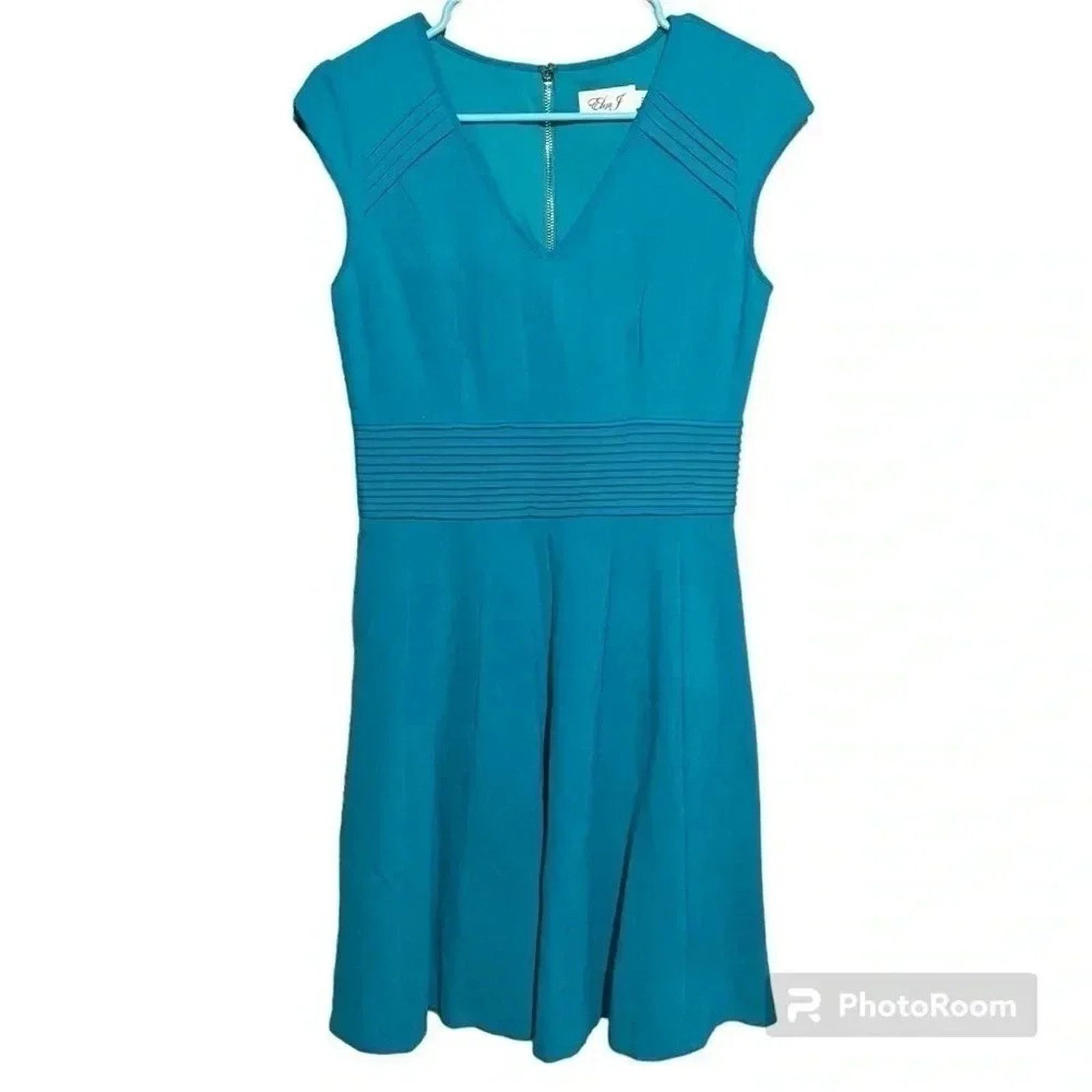 Other Eliza J Fit & Flare Dress Teal Pleats Sz 6 Cap Sleeves Size M / US 6-8 / IT 42-44 - 1 Thumbnail
