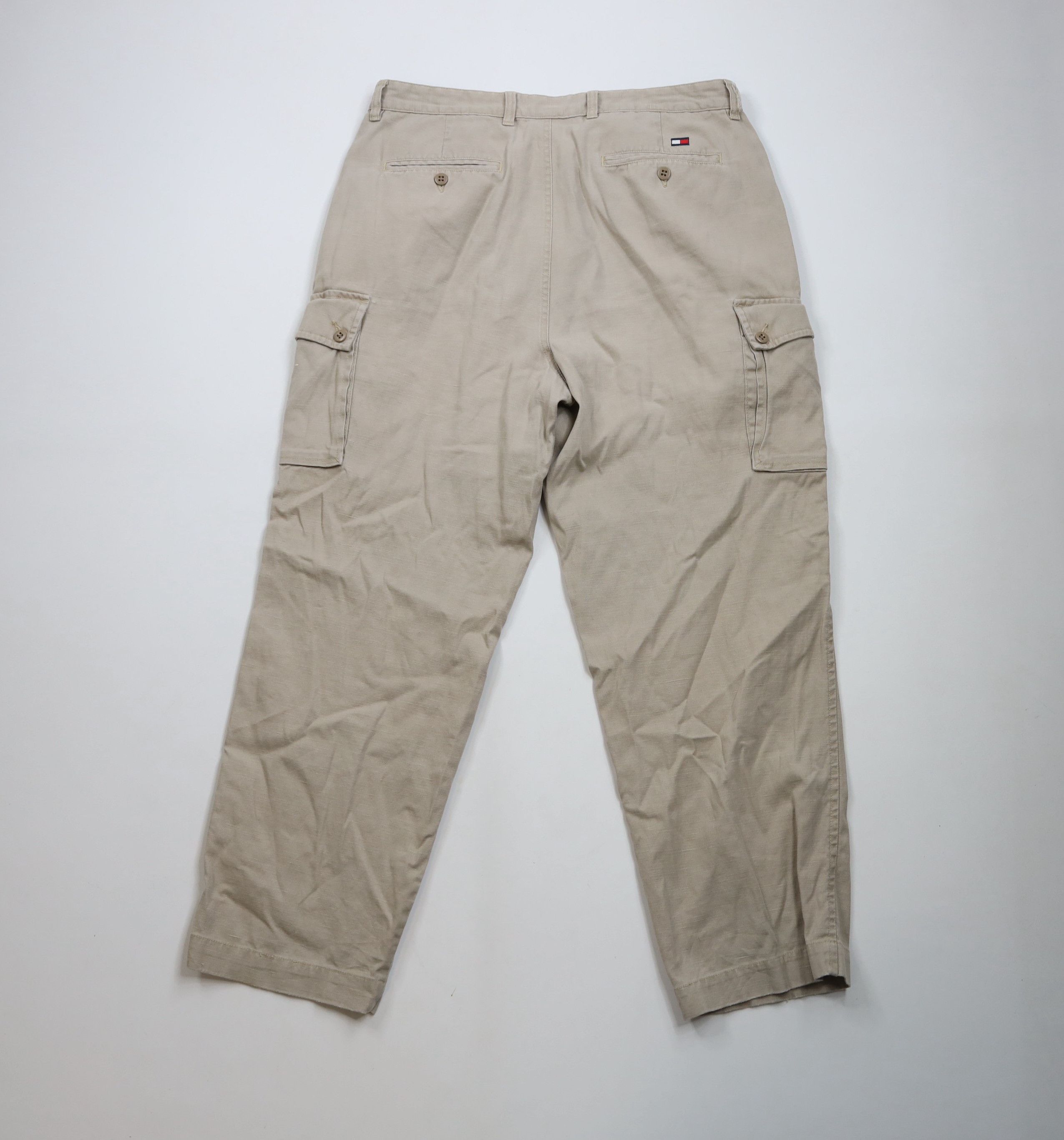 Tommy Hilfiger × Vintage Vintage 90s Tommy Hilfiger Linen Blend Wide Leg Cargo Pants Size US 36 / EU 52 - 10 Thumbnail