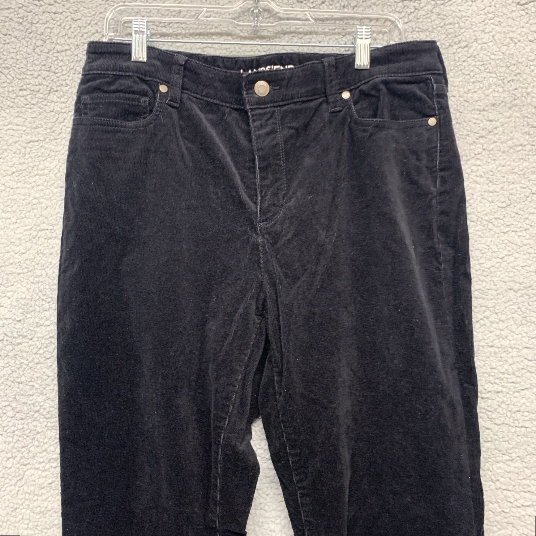 Lands' End Lands' End Womens Black Corduroy Pants 14 Mid Rise Straight 35 x 32 | Black, Corduroy, Pants, Lands' End, Classic, Regular, Women Size 36" / US 14 / IT 50 - 2 Thumbnail