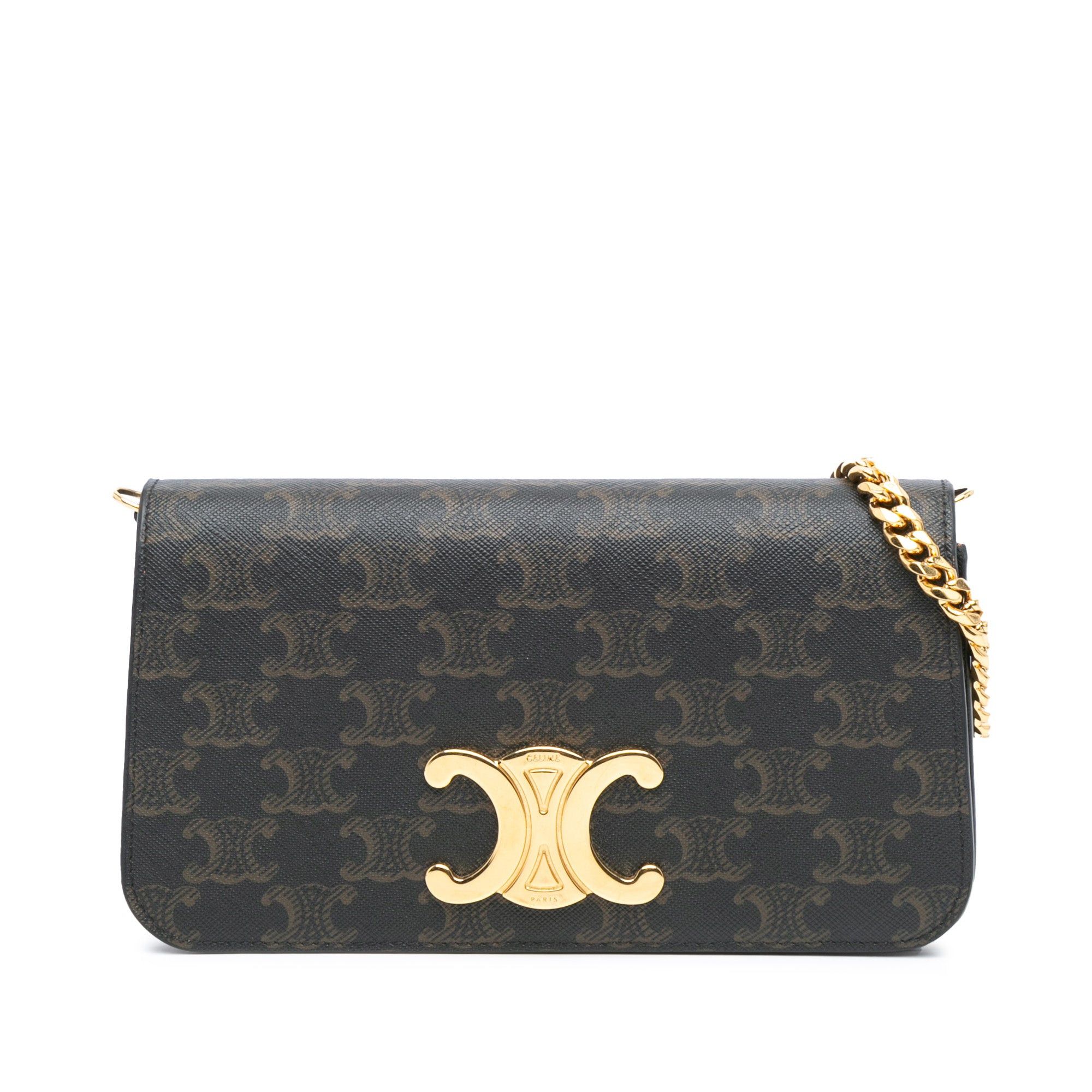 Celine Celine Triomphe Coated Canvas Multi Pochette Brown Size ONE SIZE - 1 Thumbnail