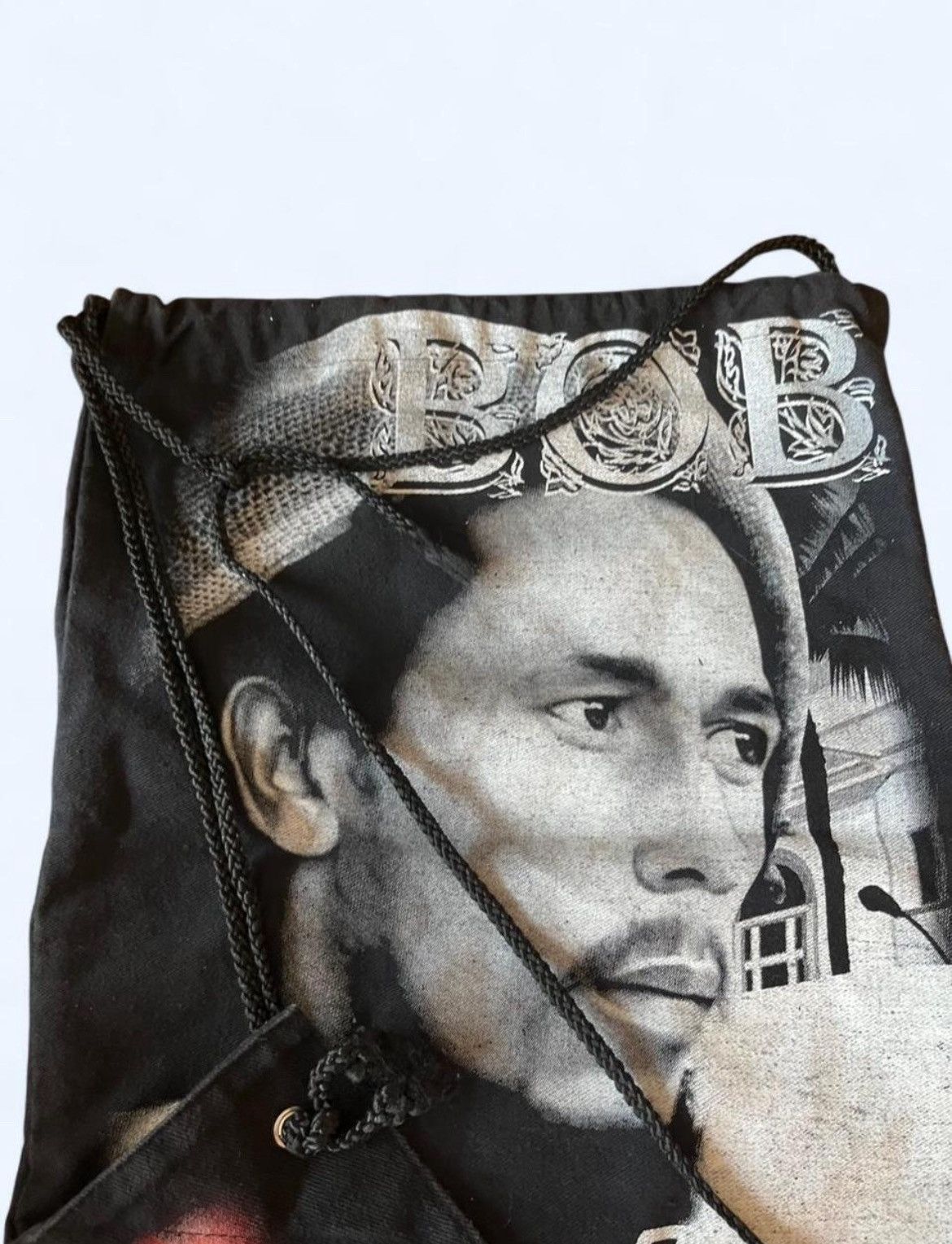 Bob Marley Bob Marley black canvas Drawstring Bag 90s Rap Tee type RARE Size ONE SIZE - 4 Thumbnail