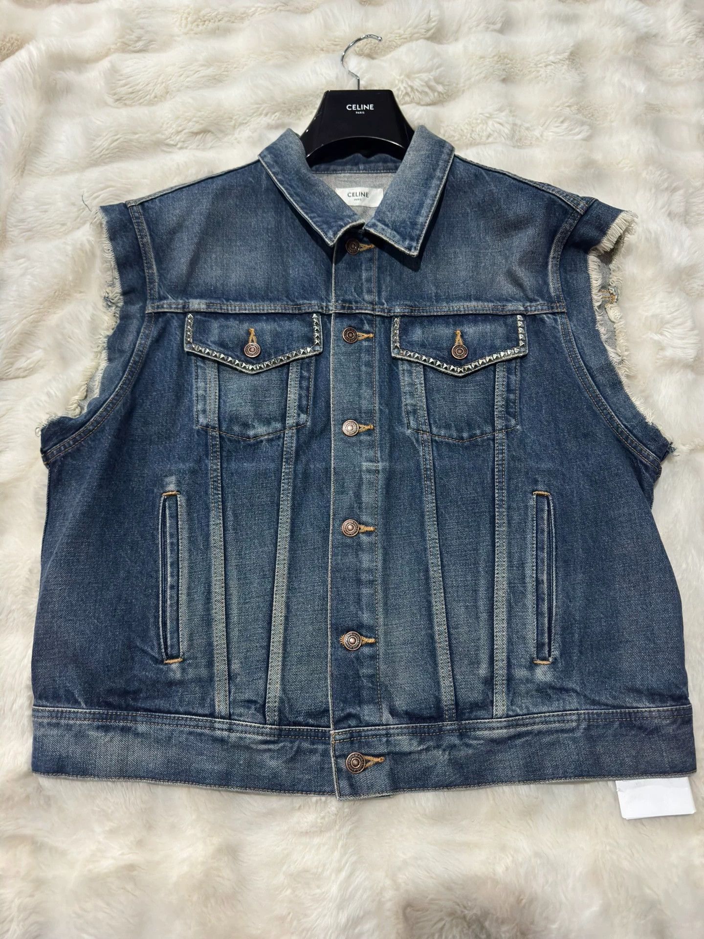 Celine Celine new catwalk style riveted heavy-duty denim vest, Size US M / EU 48-50 / 2 - 1 Thumbnail
