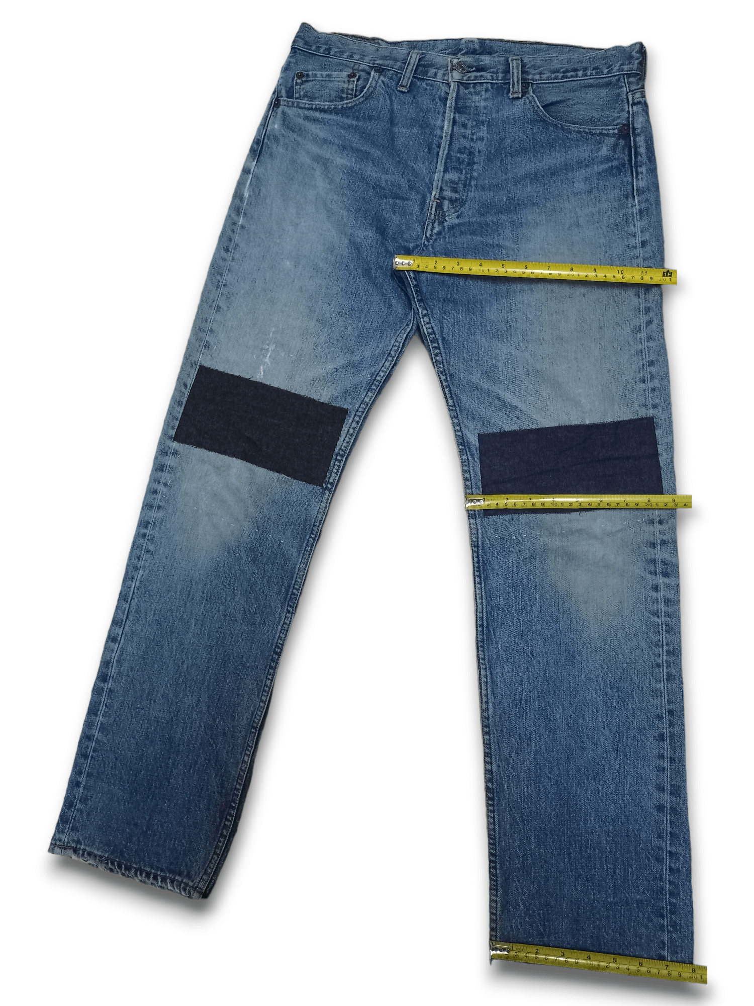 Denime Vintage Denime Japan Patched Distressed Loose Jeans 33x31 Size US 33 - 11 Thumbnail