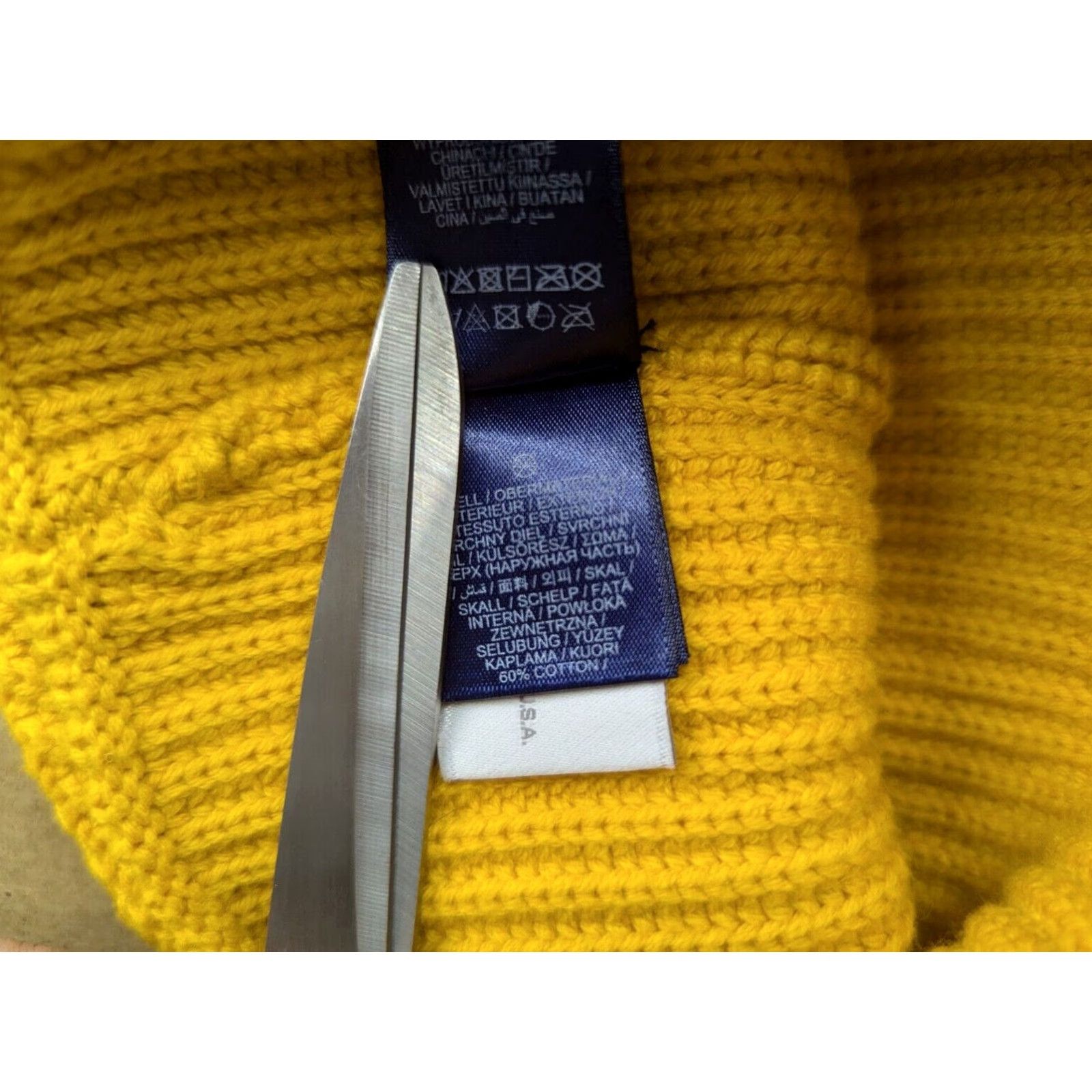 Patagonia GANT USA Yellow Beanie Hat Size S-M Ribbon Cuffed Big Logo Spellout Beanie Unisex Adults Mens Womens Size ONE SIZE - 6 Thumbnail