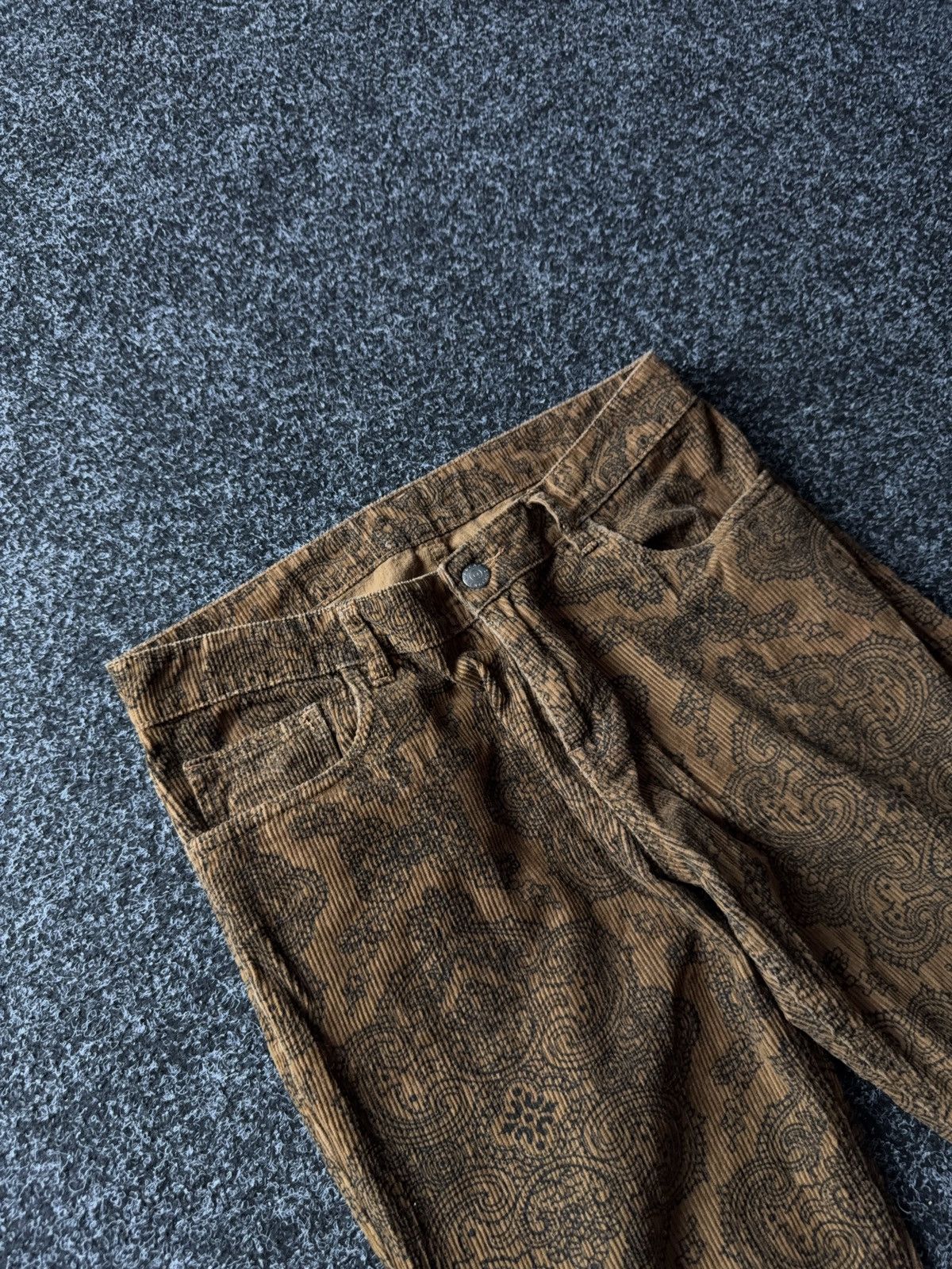 Japanese Brand Paisley Corduroy Flare Pants Y2K Japan Style Hysteric Mood Size 31" - 6 Thumbnail