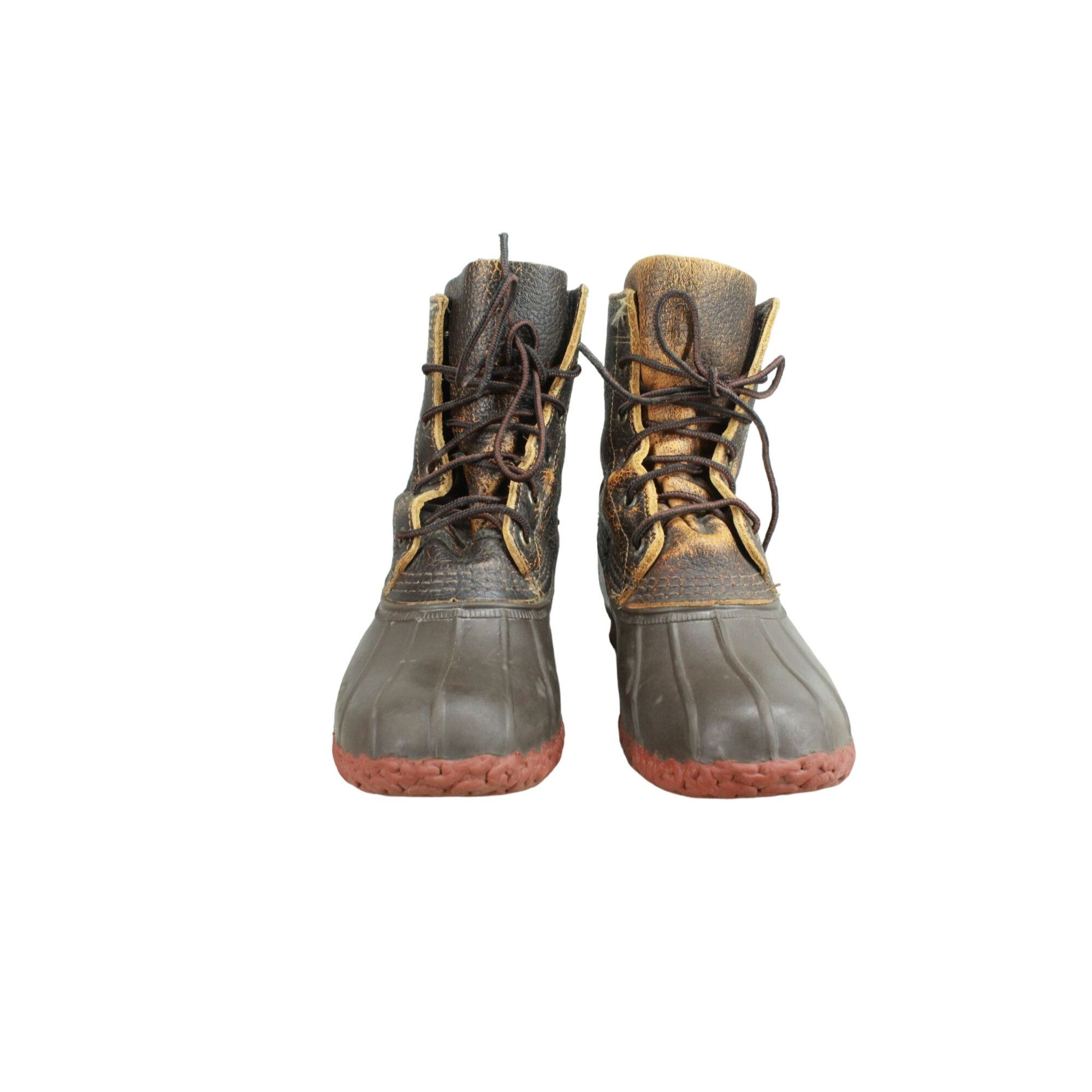 LL Bean Bison Distressed Leather Unlined Ankle Duck Boots