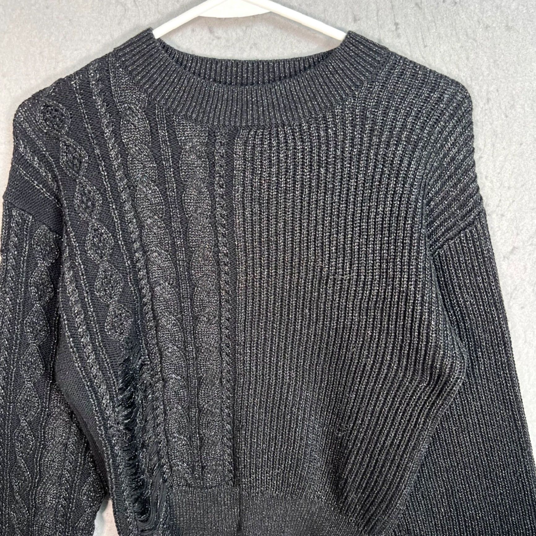 Rta VINTAGE RTA Cable Knit Sweater Black Womens Size Small Pullover Long Sleeve Crew Neck Size S / US 4 / IT 40 - 5 Thumbnail