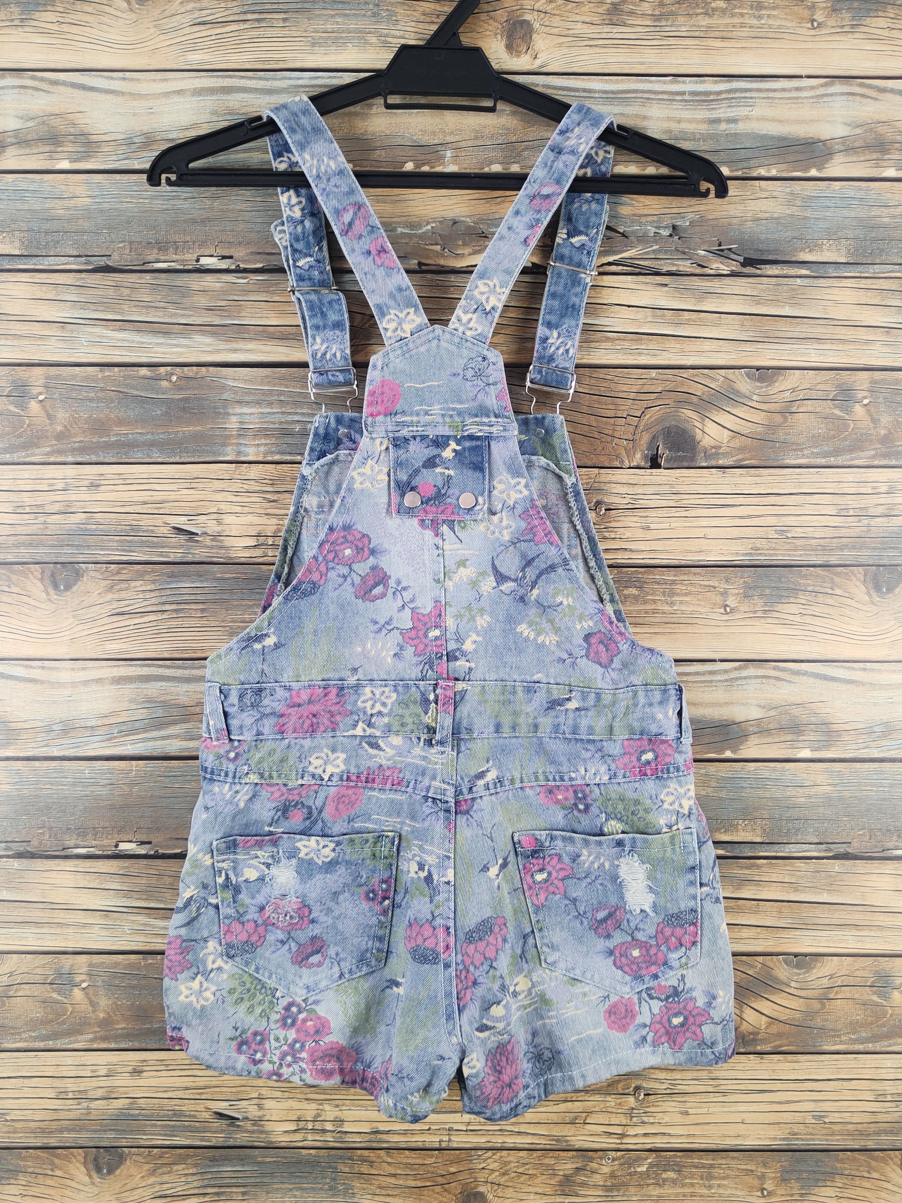 Other Japanese Brand Blue Pink Flowers Denim Shortall Jumpsuits Size 28" / US 6 / IT 42 - 9 Thumbnail