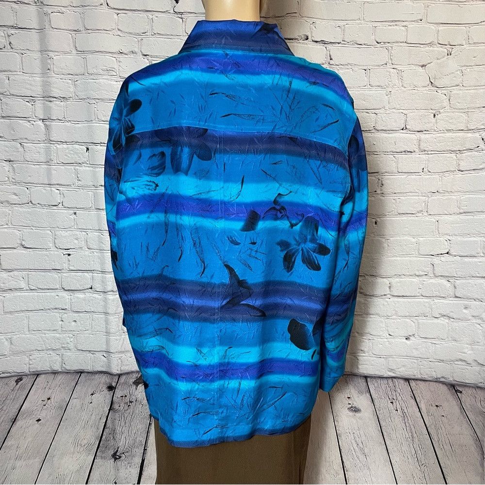 Chicos Chico's Silk Blue Long Sleeve Shirt Size 3 US XL Size XL / US 12-14 / IT 48-50 - 3 Thumbnail