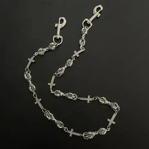 Jewelry Silver Cross Chain Wallet Chain, Gothic Punk Accessory Size ONE SIZE - 3 Thumbnail