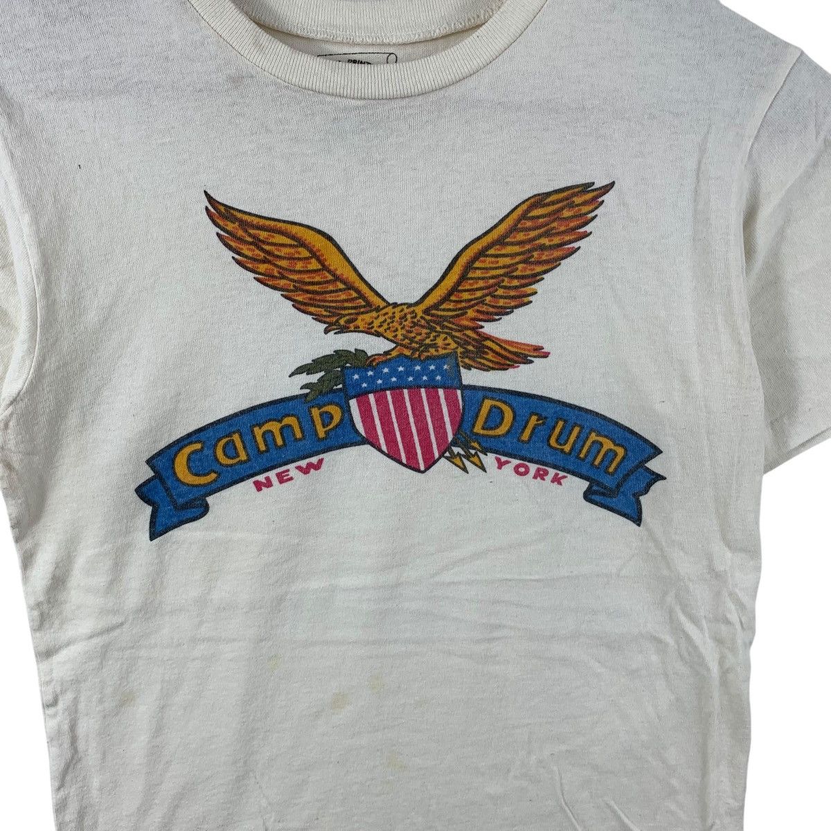Vintage Vintage MIXTA HAND PRINTING Camp Drum New York Tee Shirt Top Size US XS / EU 42 / 0 - 4 Thumbnail