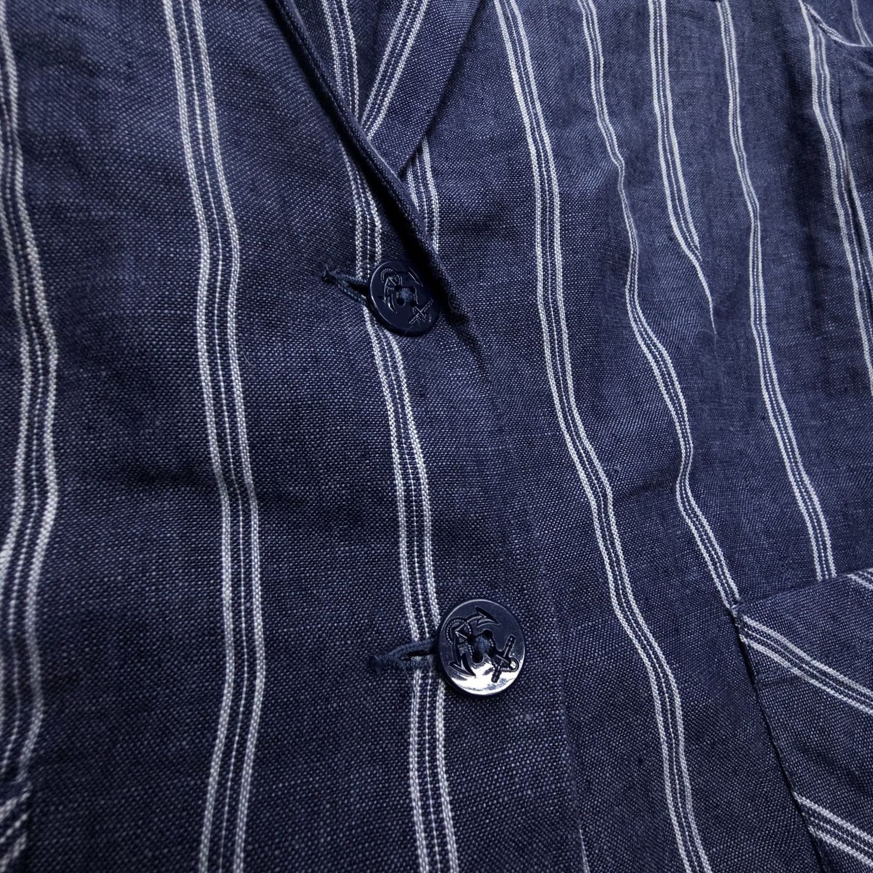 Vintage CAbi Nautical Stripe Lightweight 100% Linen Blazer Womens 8 Blue Shoulder Pads Blazer Linen Stripe Nautical Blue 8 Womens Size M / US 6-8 / IT 42-44 - 5 Thumbnail