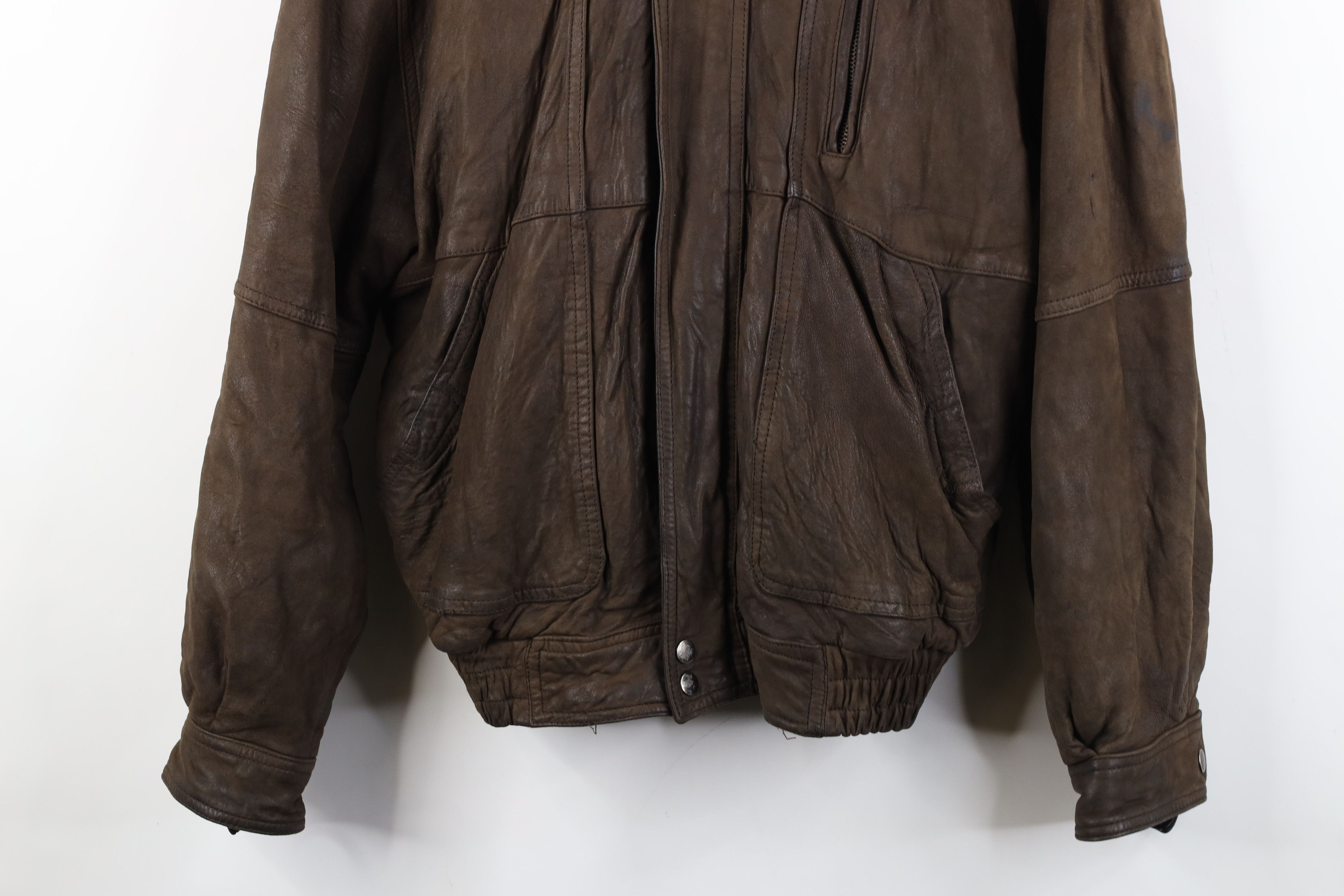 Vintage AS IS Vintage 90s Streetwear Leather Cafe Bomber Jacket Size US S / EU 44-46 / 1 - 3 Thumbnail