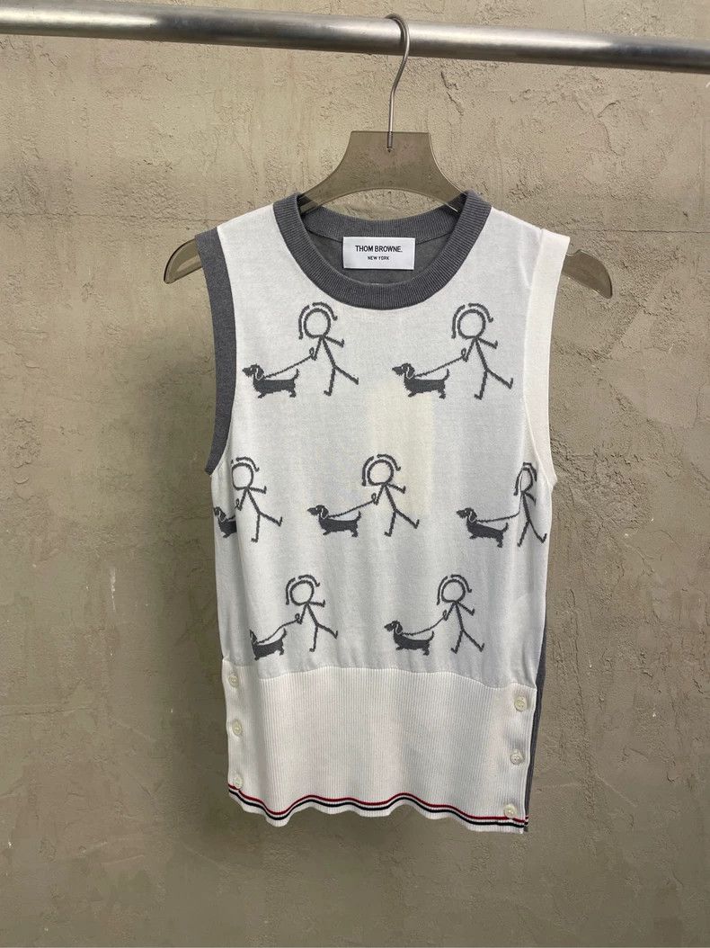Thom Browne Thom browne White and gray stitching dog walking villain kn Size XS / US 0-2 / IT 36-38 - 2 Thumbnail