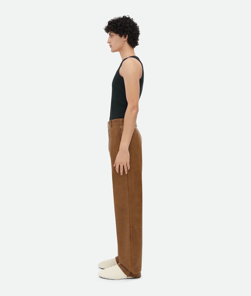 Bottega Veneta o1s1rm0326 Vintage-Effect Leather Trousers in Brown Size US 32 / EU 48 - 2 Thumbnail
