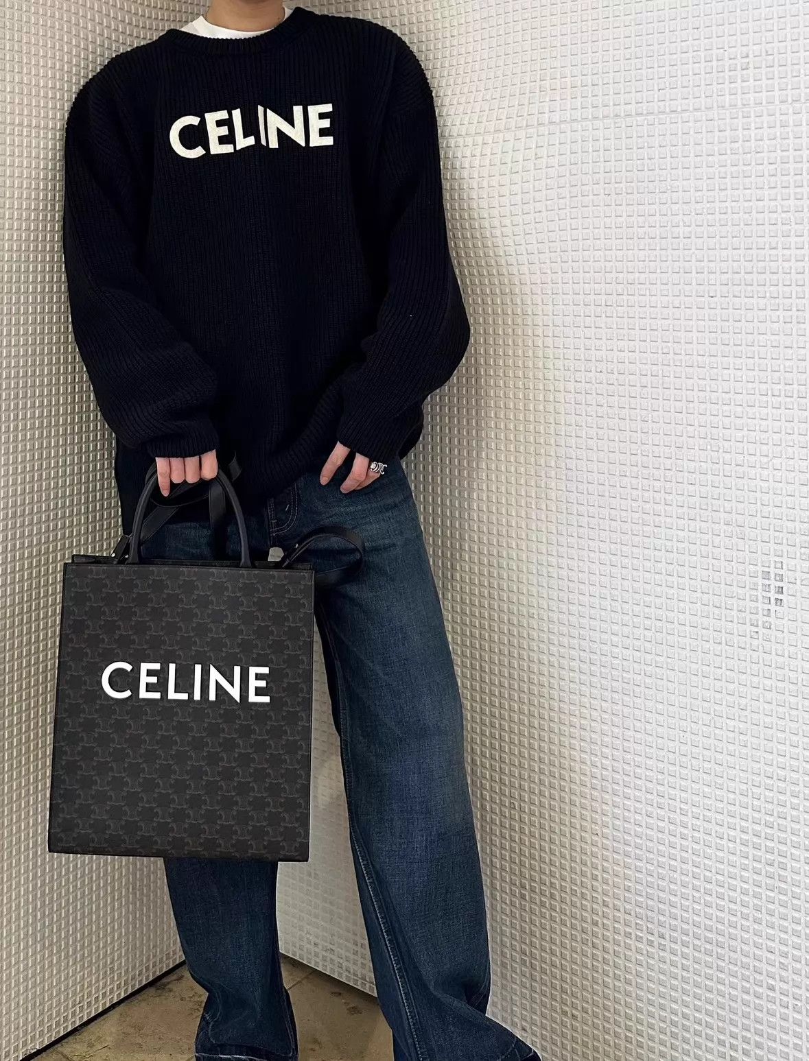 Celine CELINE Black Logo Knit Sweater S 98 New Oversized Size S / US 4 / IT 40 - 6 Thumbnail