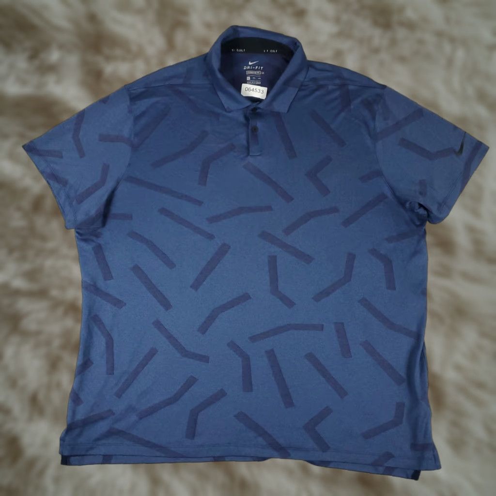 Nike Nike Shirt Polo Mens 2XL Blue Geometric Swoosh Golf Casual Short Sleeve Size US XXL / EU 58 / 5 - 1 Thumbnail