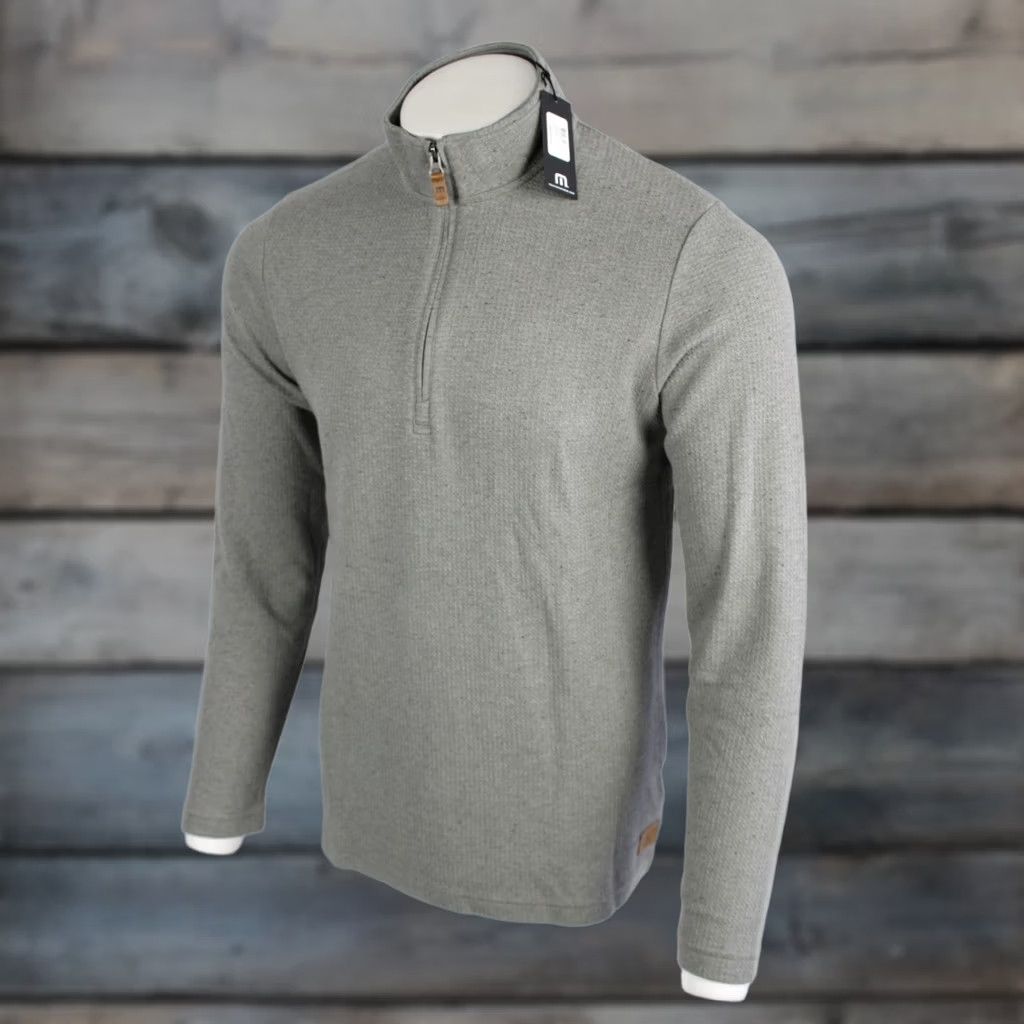 TravisMathew Travis Mathew Men's Airport Lounge 1/4 Zip Pullover M Medium Gray Shirt Size US M / EU 48-50 / 2 - 1 Thumbnail